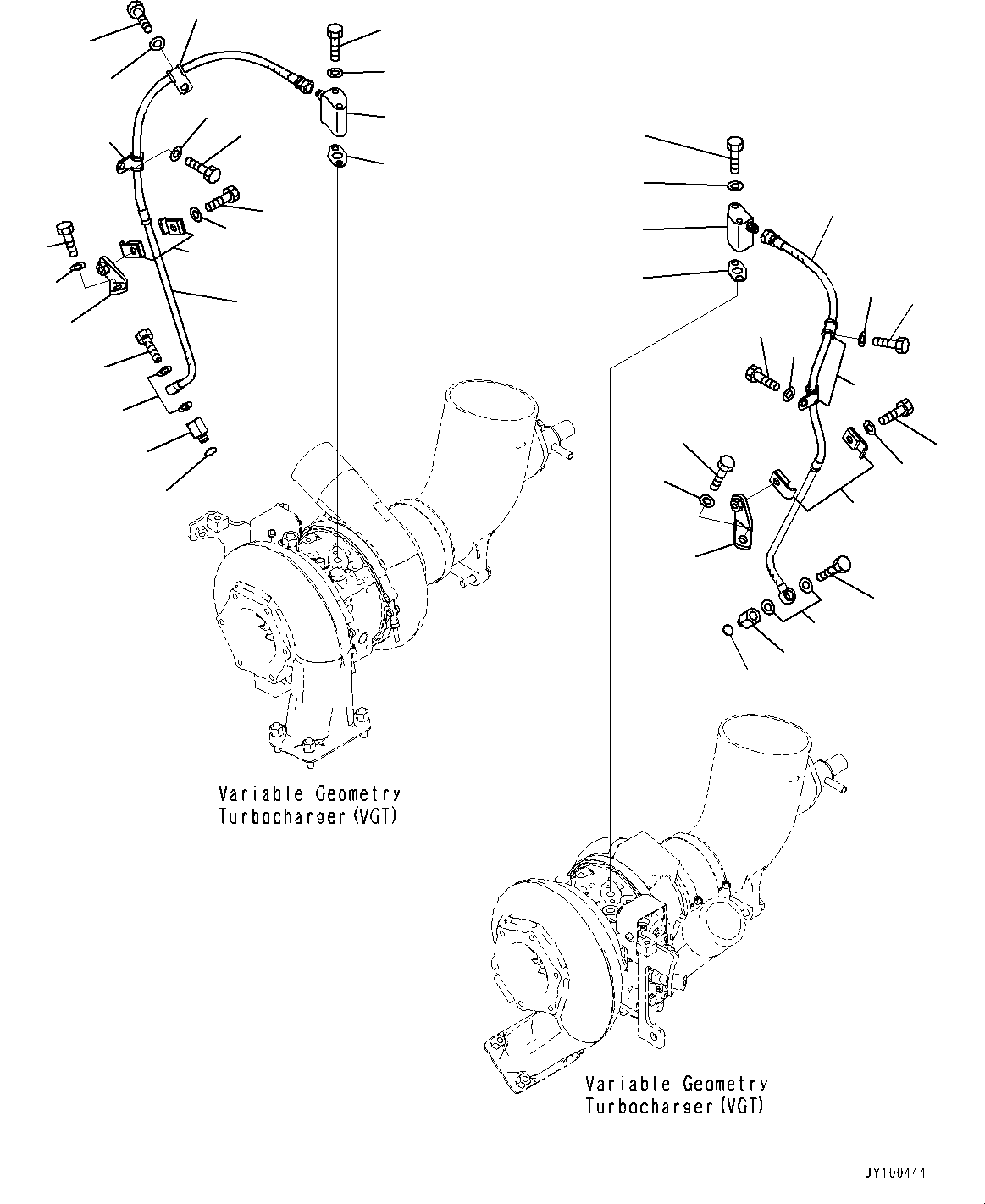 Engines Komatsu / SAA12V140E-7 S/N 800058-UP (For WA800-8)(1001631C) / Variable Geometry Turbocharger (VGT), Lubricating Oil Piping (1/2) (#800058-)(A009005 : A1530-001005)