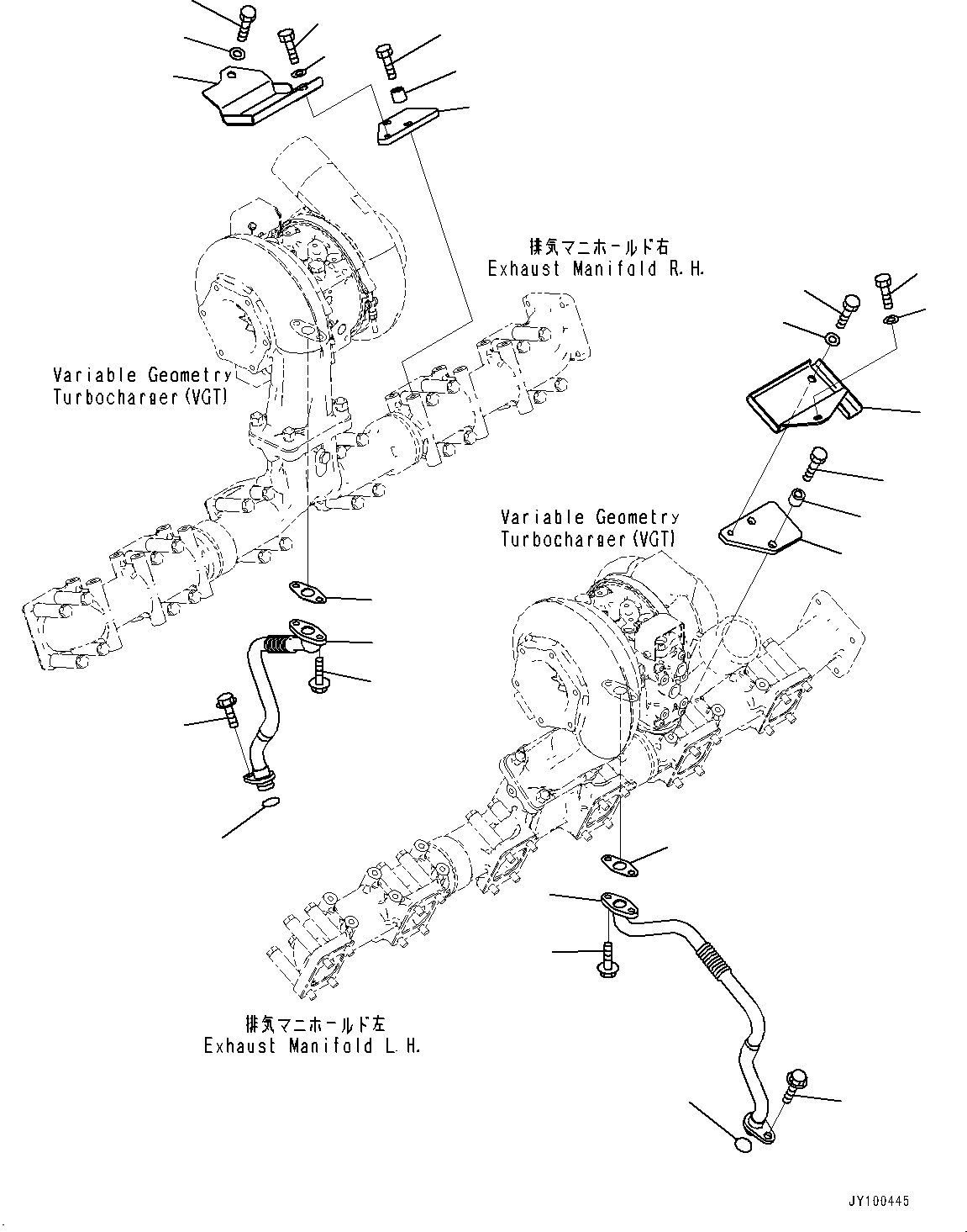 Engines Komatsu / SAA12V140E-7 S/N 800058-UP (For WA800-8)(1001631C) / Variable Geometry Turbocharger (VGT), Lubricating Oil Piping (2/2) (#800058-)(A009006 : A1530-001006)