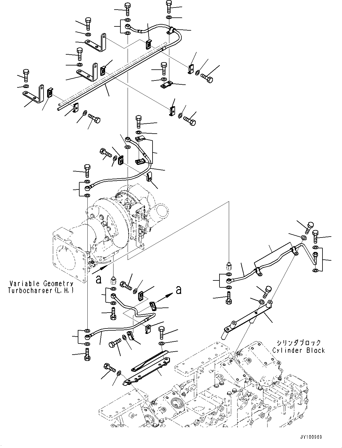 Engines Komatsu / SAA12V140E-7 S/N 800058-UP (For WA800-8)(1001631C) / Variable Geometry Turbocharger (VGT), Water Piping (1/3) (#800058-)(A009008 : A1530-001008)