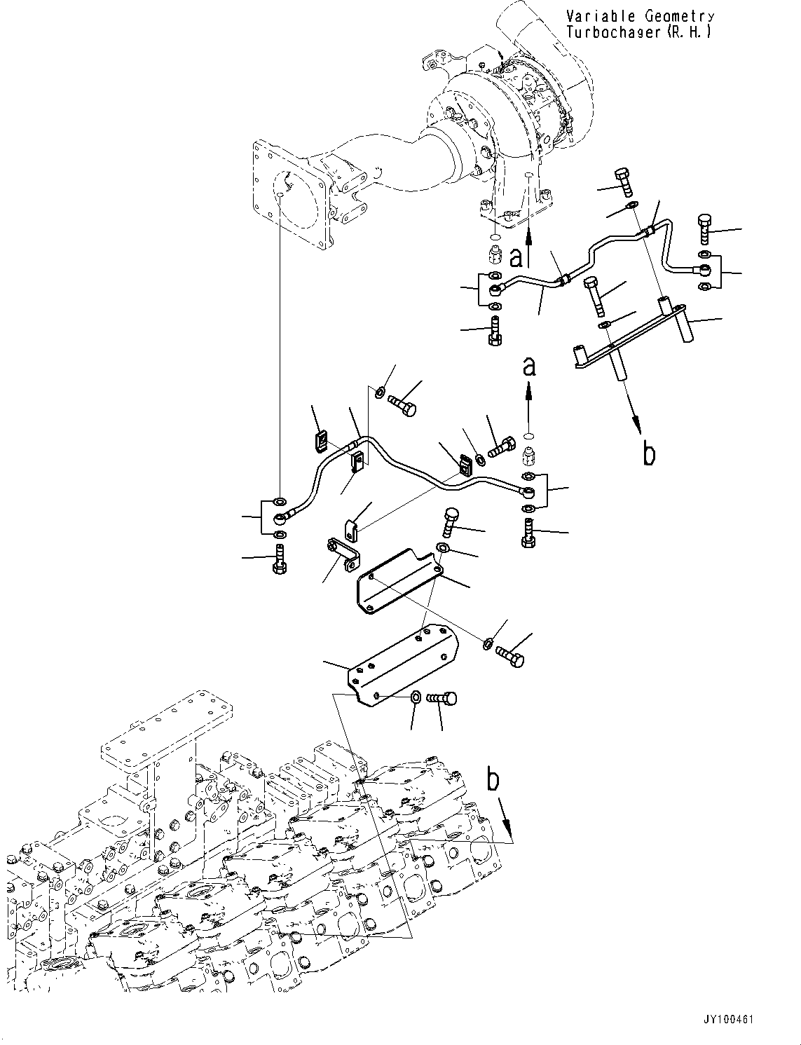 Engines Komatsu / SAA12V140E-7 S/N 800058-UP (For WA800-8)(1001631C) / Variable Geometry Turbocharger (VGT), Water Piping (2/3) (#800058-)(A009009 : A1530-001009)