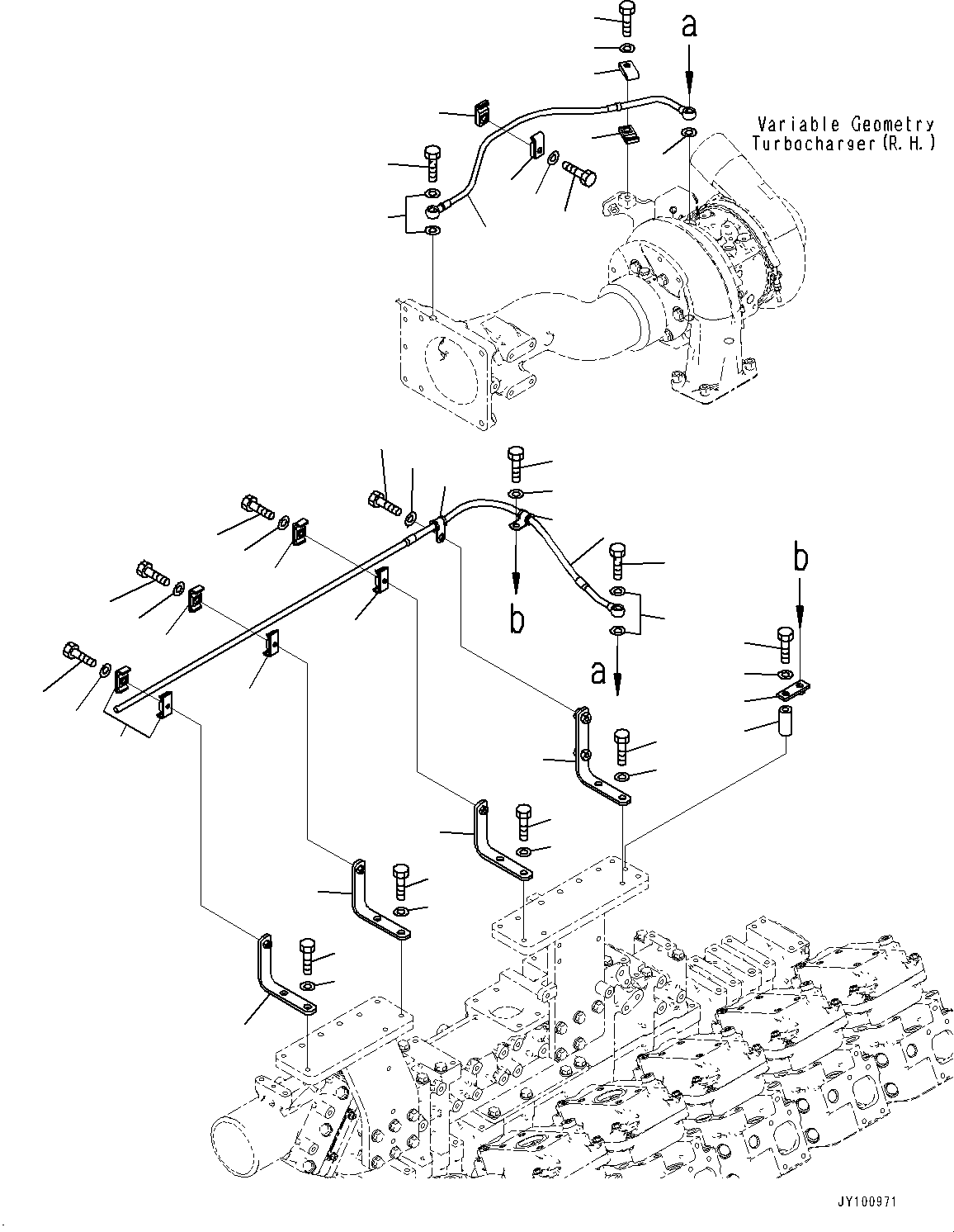 Engines Komatsu / SAA12V140E-7 S/N 800058-UP (For WA800-8)(1001631C) / Variable Geometry Turbocharger (VGT), Water Piping (3/3) (#800058-)(A009010 : A1530-001010)