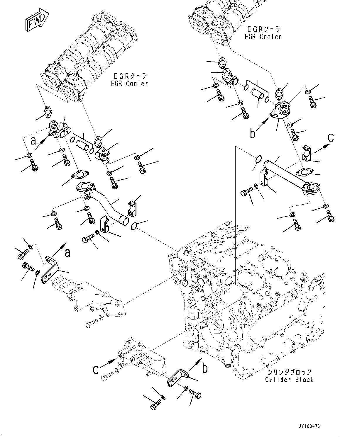 Engines Komatsu / SAA12V140E-7 S/N 800058-UP (For WA800-8)(1001631C) / Exhaust Gas Re-circulation (EGR) Valve, EGR Oil Cooler Water Inlet (#800058-)(A010010 : A1550-001010)