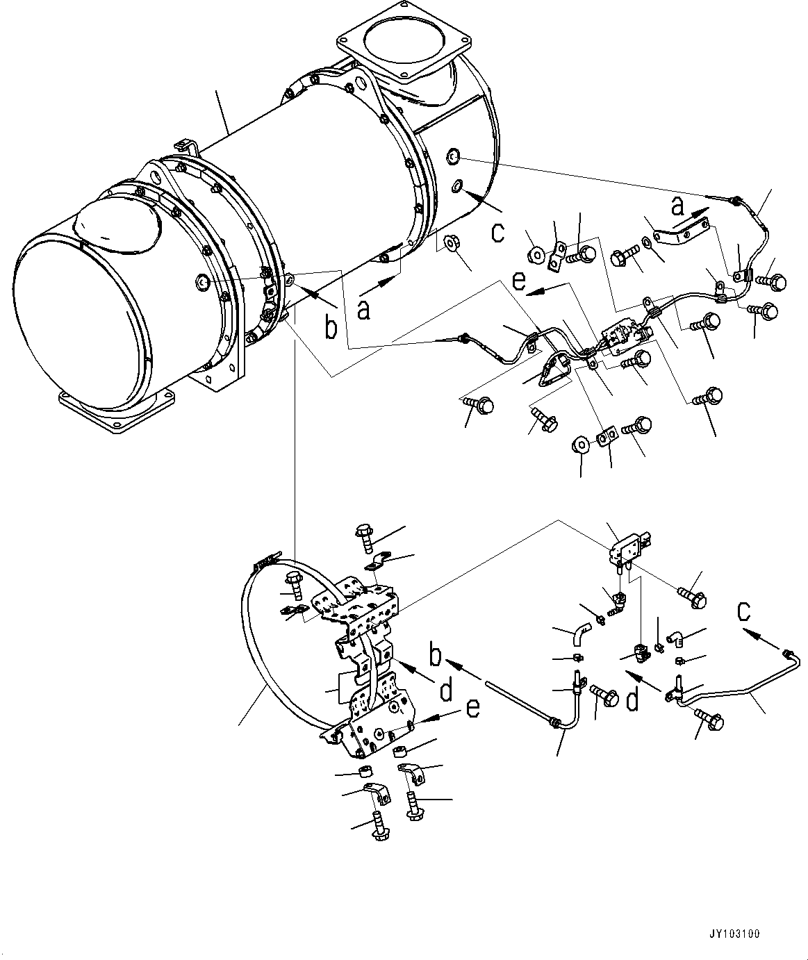 Engines Komatsu / SAA12V140E-7 S/N 800058-UP (For WA800-8)(1001631C) / Komatsu Diesel Particulate Filter (KDPF), Komatsu Diesel Particulate Filter (KDPF) A Mounting (1/2) (#800058-)(A012001 : A1610-001001)