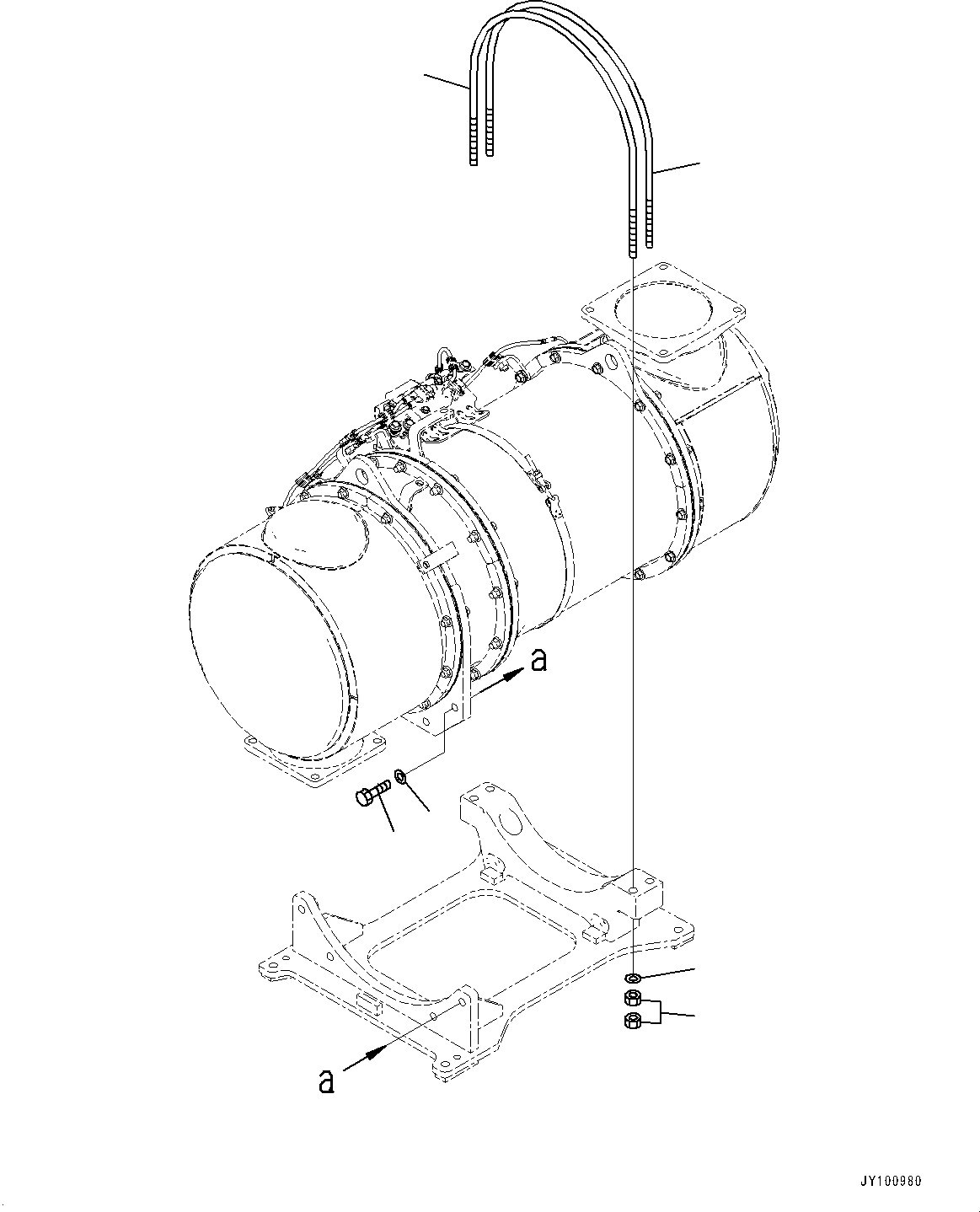 Engines Komatsu / SAA12V140E-7 S/N 800058-UP (For WA800-8)(1001631C) / Komatsu Diesel Particulate Filter (KDPF), Komatsu Diesel Particulate Filter (KDPF) B Mounting (2/2) (#800058-)(A012004 : A1610-001004)