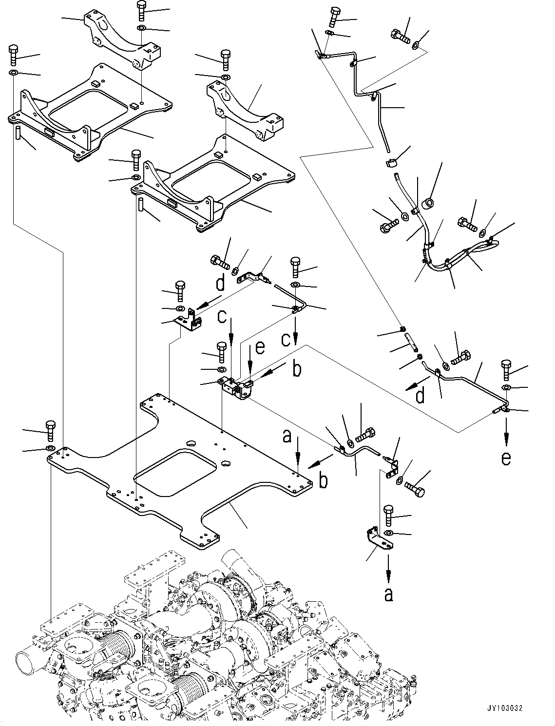 Engines Komatsu / SAA12V140E-7 S/N 800058-UP (For WA800-8)(1001631C) / Komatsu Diesel Particulate Filter (KDPF), Drain Piping (#800058-)(A012005 : A1610-001005)