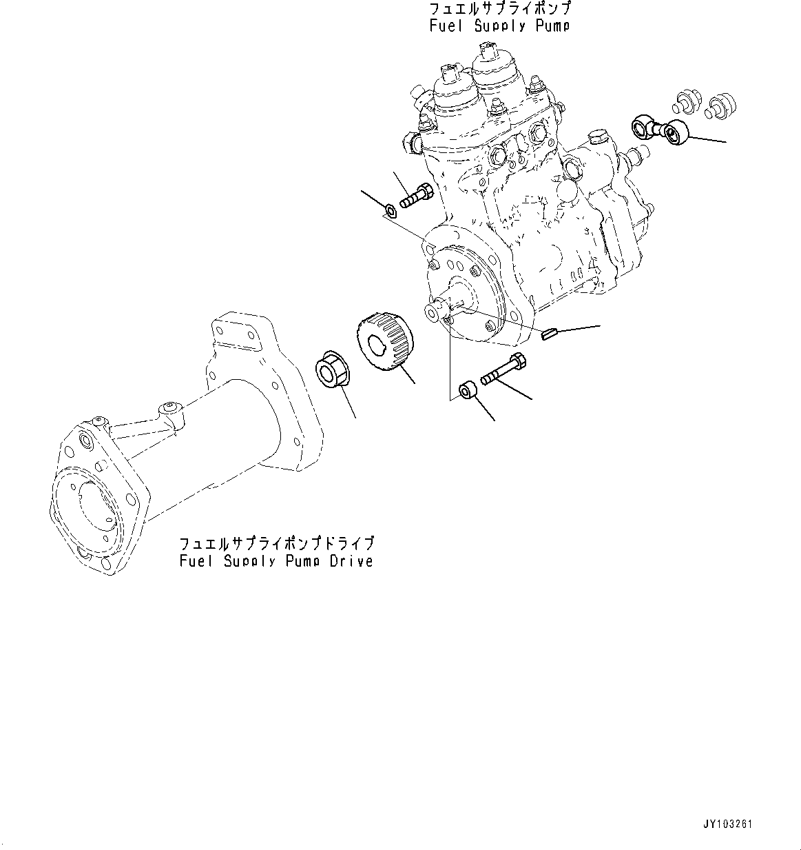 Engines Komatsu / SAA12V140E-7 S/N 800058-UP (For WA800-8)(1001631C) / Fuel Supply Pump, Mounting Parts (2/3) (#800058-)(D001006 : A4010-001006)