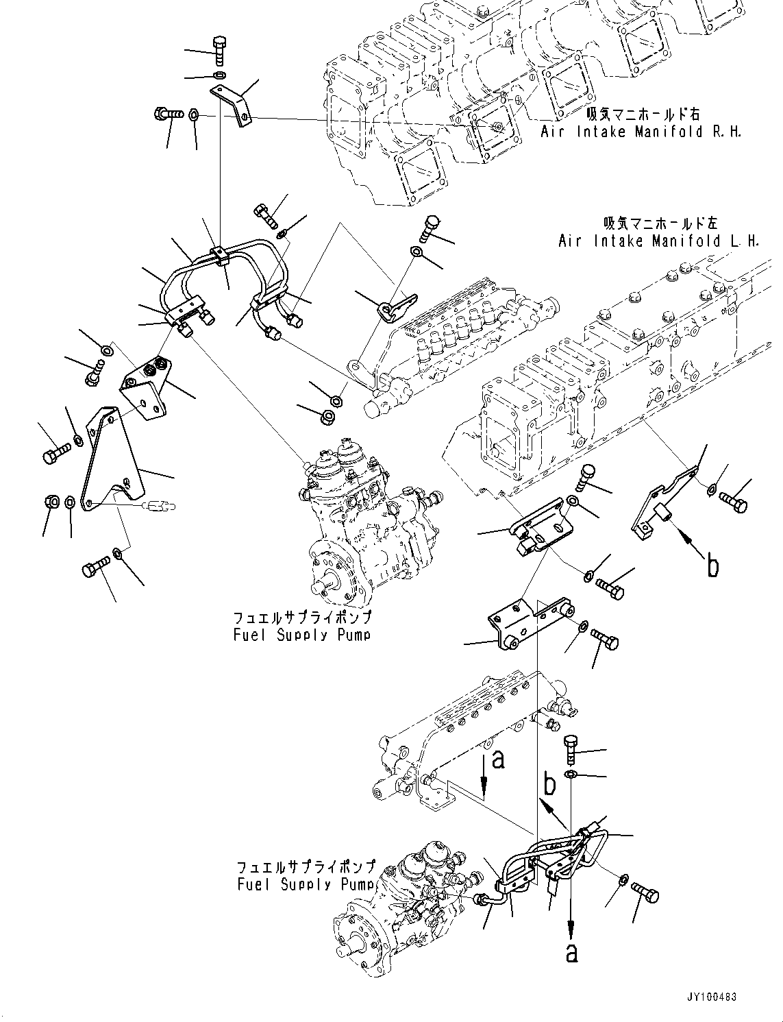 Engines Komatsu / SAA12V140E-7 S/N 800058-UP (For WA800-8)(1001631C) / Fuel Supply Pump Piping, Supply Pump to Common Rail (#800058-)(D003001 : A4050-001001)
