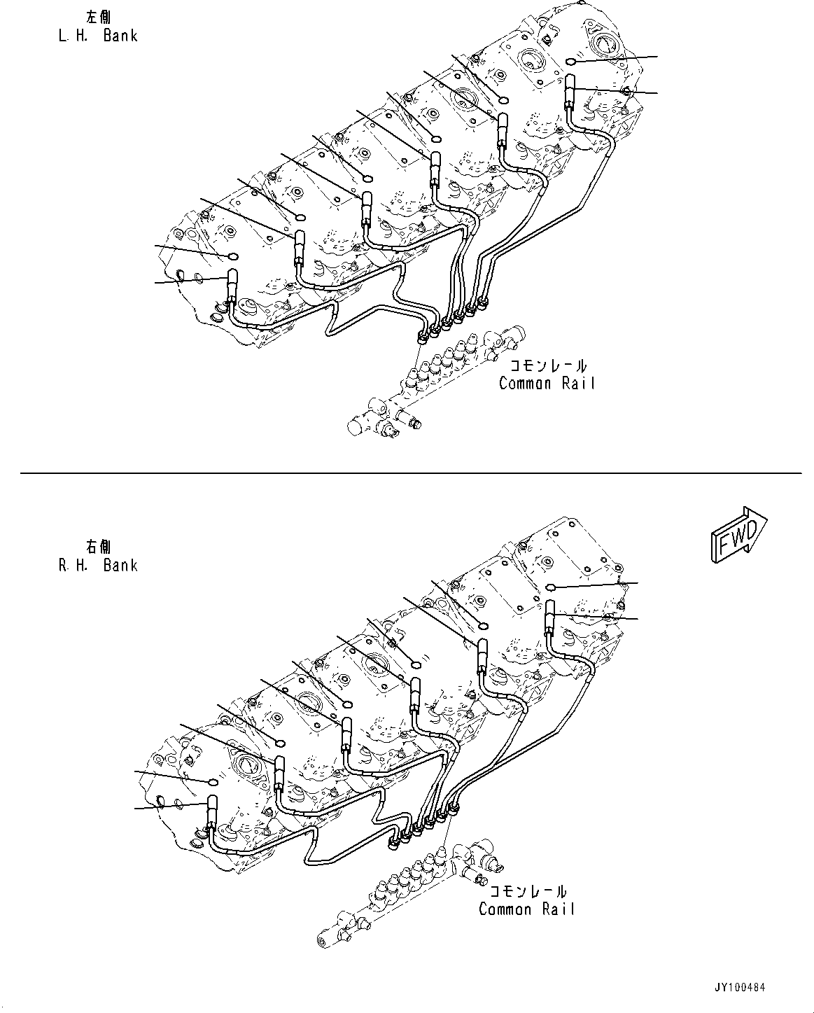 Engines Komatsu / SAA12V140E-7 S/N 800058-UP (For WA800-8)(1001631C) / Fuel Supply Pump Piping, Common Rail - Injector (#800058-)(D003002 : A4050-001002)