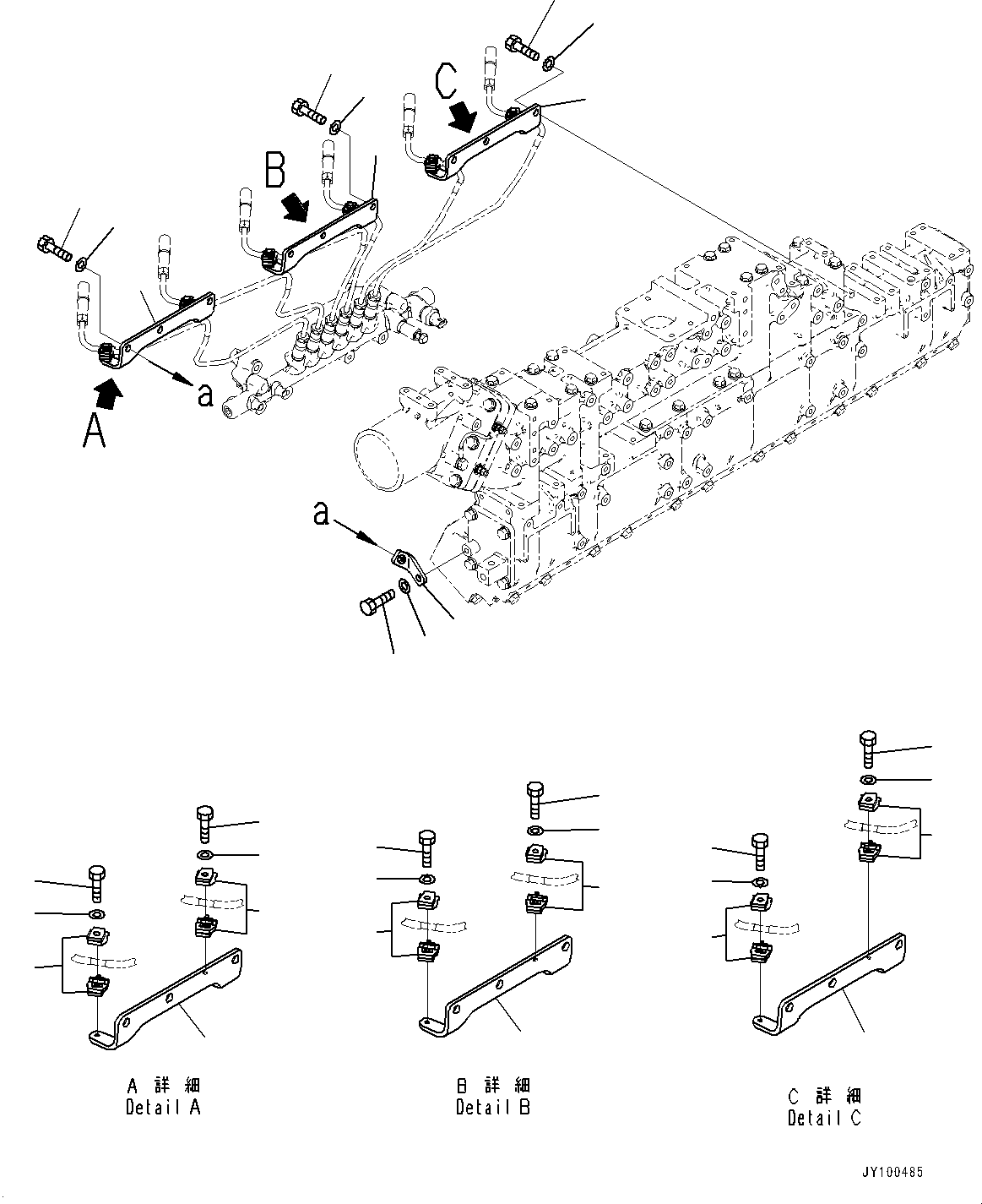 Engines Komatsu / SAA12V140E-7 S/N 800058-UP (For WA800-8)(1001631C) / Fuel Supply Pump Piping, Bracket and Clamp (1/4) (#800058-)(D003003 : A4050-001003)