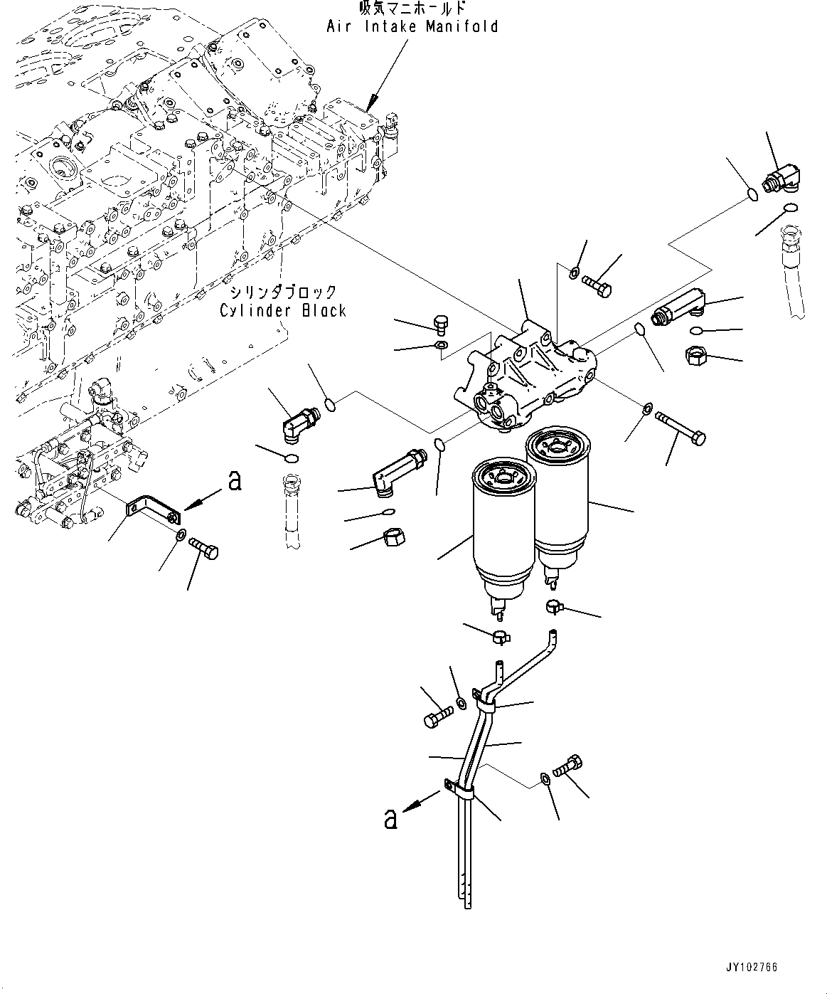 Engines Komatsu / SAA12V140E-7 S/N 800058-UP (For WA800-8)(1001631C) / Fuel Filter, Fuel Filter and Bracket (#800058-)(D006001 : A4110-001001)