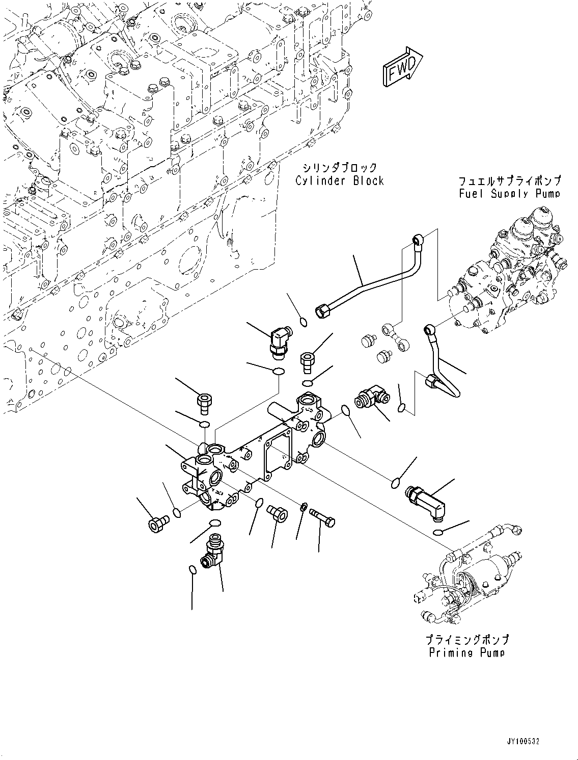 Engines Komatsu / SAA12V140E-7 S/N 800058-UP (For WA800-8)(1001631C) / Fuel Filter, Fuel Block Related Parts, R.H. (#800058-)(D006003 : A4110-001003)