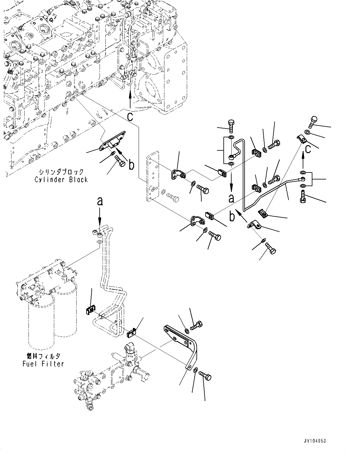 Engines Komatsu / SAA12V140E-7 S/N 800058-UP (For WA800-8)(1001631C) / Fuel Filter, Fuel Piping (2/2) (#800058-)(D006011 : A4110-001011)