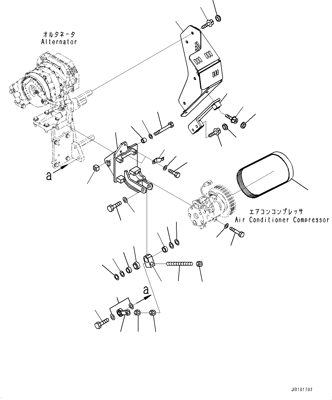 Wheel Loaders Komatsu / WA900-8E0 S/N 93001-UP(1001638C) / Engine Unit, Air Conditioner Compressor Mounting (#93001-)(B001002 : B0000-005002)