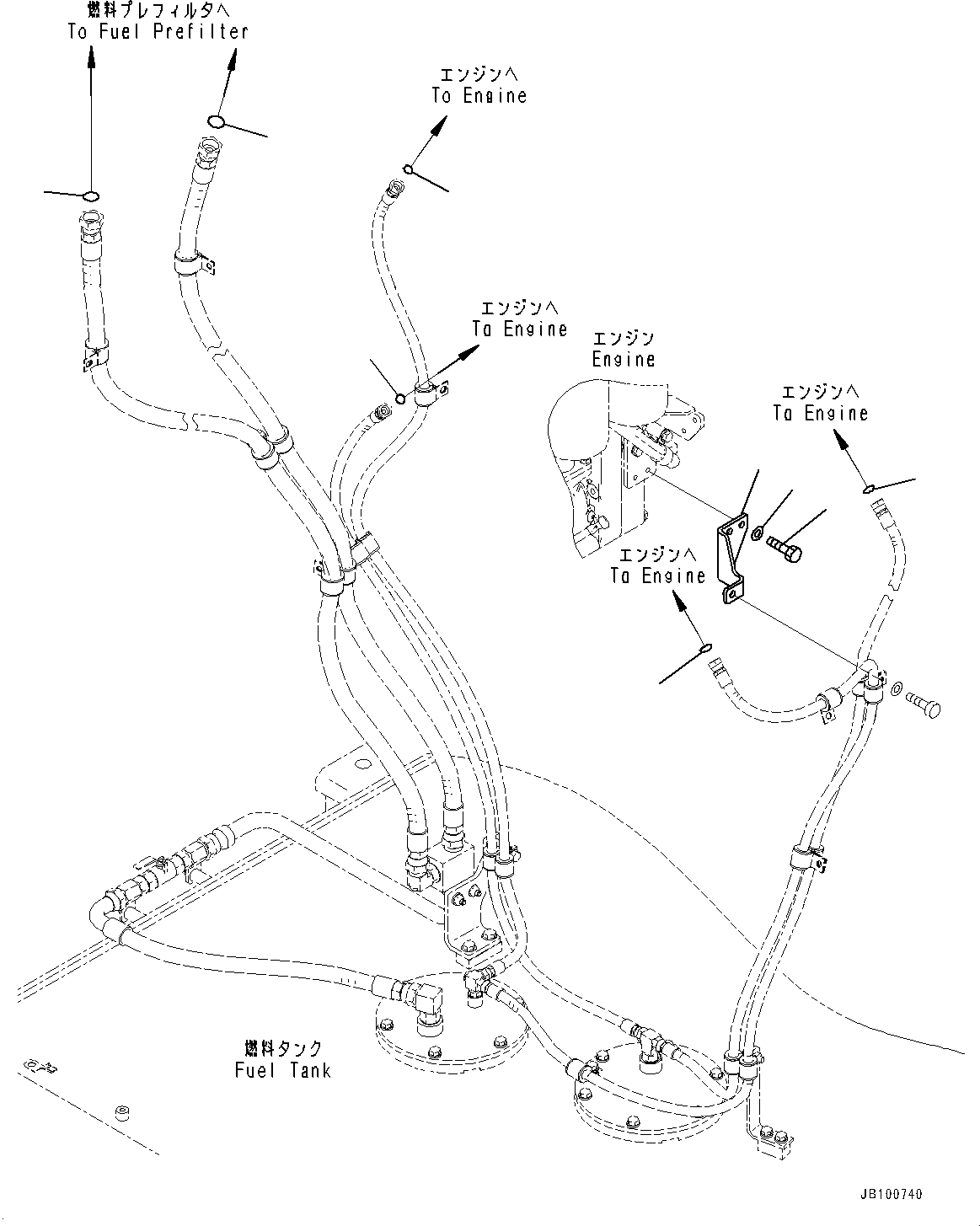 Wheel Loaders Komatsu / WA900-8E0 S/N 93001-UP(1001638C) / Engine Unit, Fuel Piping (#93001-)(B001004 : B0000-005004)