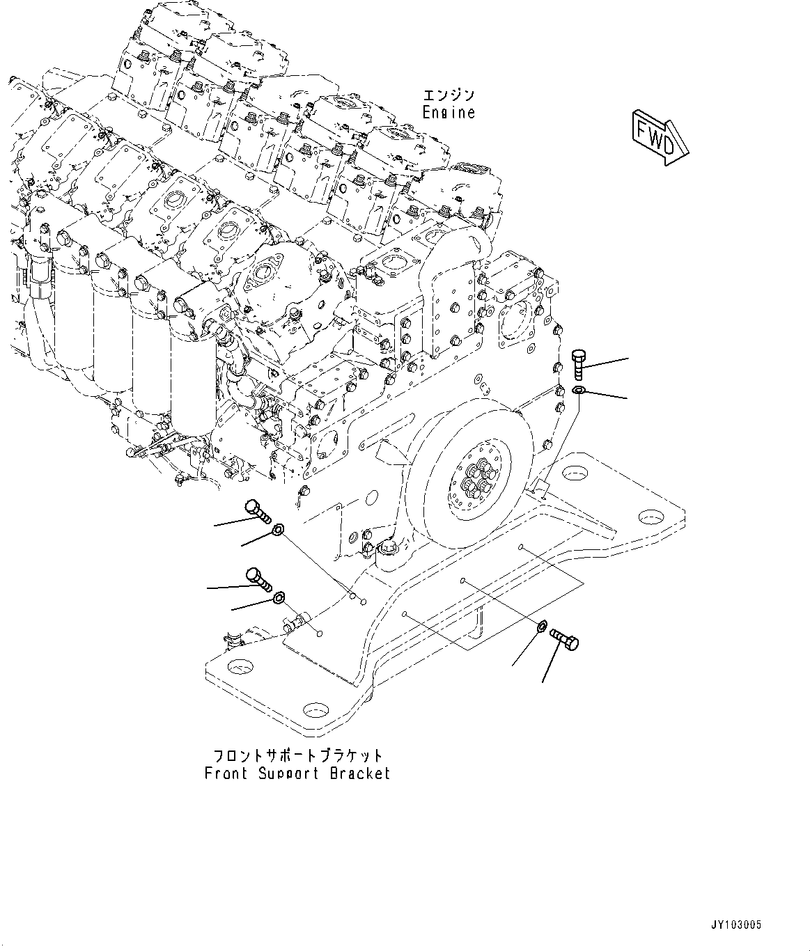 Wheel Loaders Komatsu / WA900-8E0 S/N 93001-UP(1001638C) / Engine Unit, Blind Parts (With KOWA Sampling Points, Engine Oil Quick Charge) (#93001-)(B001010 : B0000-005011)