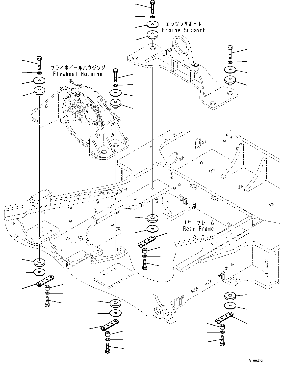Wheel Loaders Komatsu / WA900-8E0 S/N 93001-UP(1001638C) / Engine Mounting, Cushion (#93001-)(B004001 : B0100-001001)
