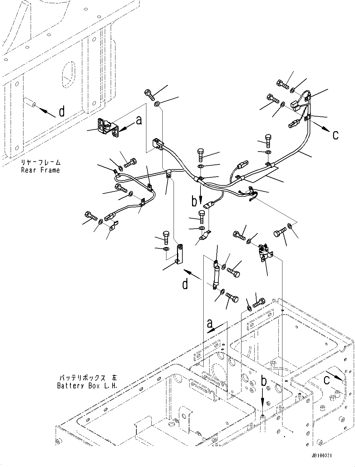 Wheel Loaders Komatsu / WA900-8R S/N 95001-UP(1001644C) / Left Battery Box, Battery Box Wiring Harness (#95001-)(E001004 : E0101-002004)