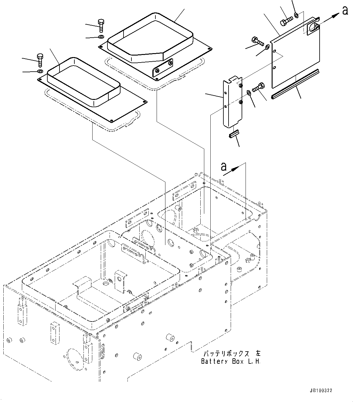 Wheel Loaders Komatsu / WA900-8R S/N 95001-UP(1001644C) / Left Battery Box, Battery Box Cover (1/2) (#95001-)(E001005 : E0101-002005)