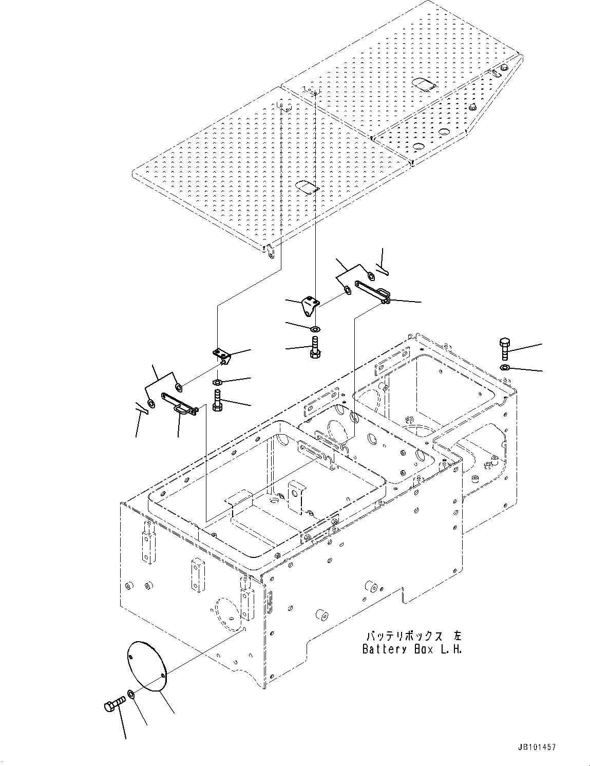 Wheel Loaders Komatsu / WA900-8R S/N 95001-UP(1001644C) / Left Battery Box, Battery Box Mounting (1/2) (#95001-)(E001008 : E0101-002008)