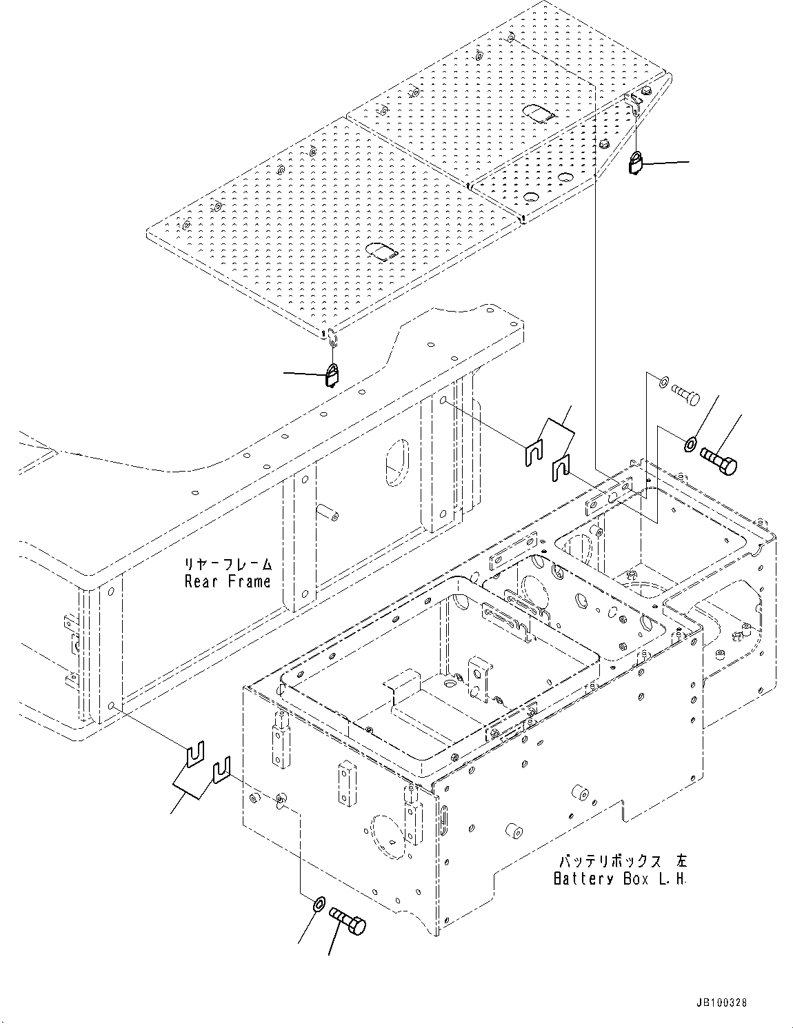 Wheel Loaders Komatsu / WA900-8R S/N 95001-UP(1001644C) / Left Battery Box, Battery Box Mounting (2/2) (#95001-)(E001013 : E0101-002013)