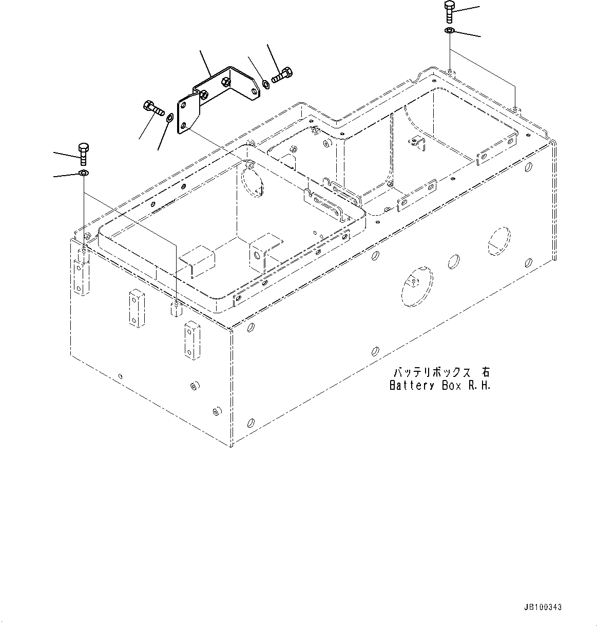 Wheel Loaders Komatsu / WA900-8R S/N 95001-UP(1001644C) / Right Battery Box, Battery Box Mounting (2/3) (#95001-)(E002010 : E0102-002010)
