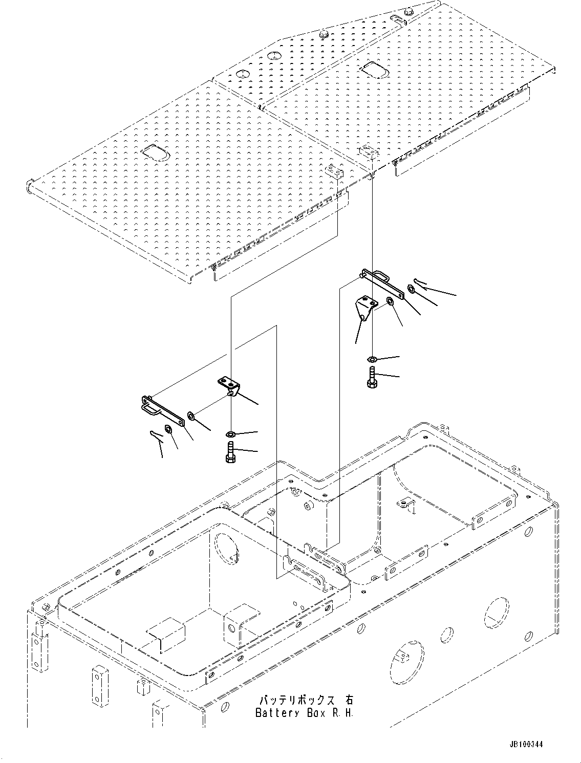 Wheel Loaders Komatsu / WA900-8R S/N 95001-UP(1001644C) / Right Battery Box, Battery Box Mounting (3/3) (#95001-)(E002011 : E0102-002011)