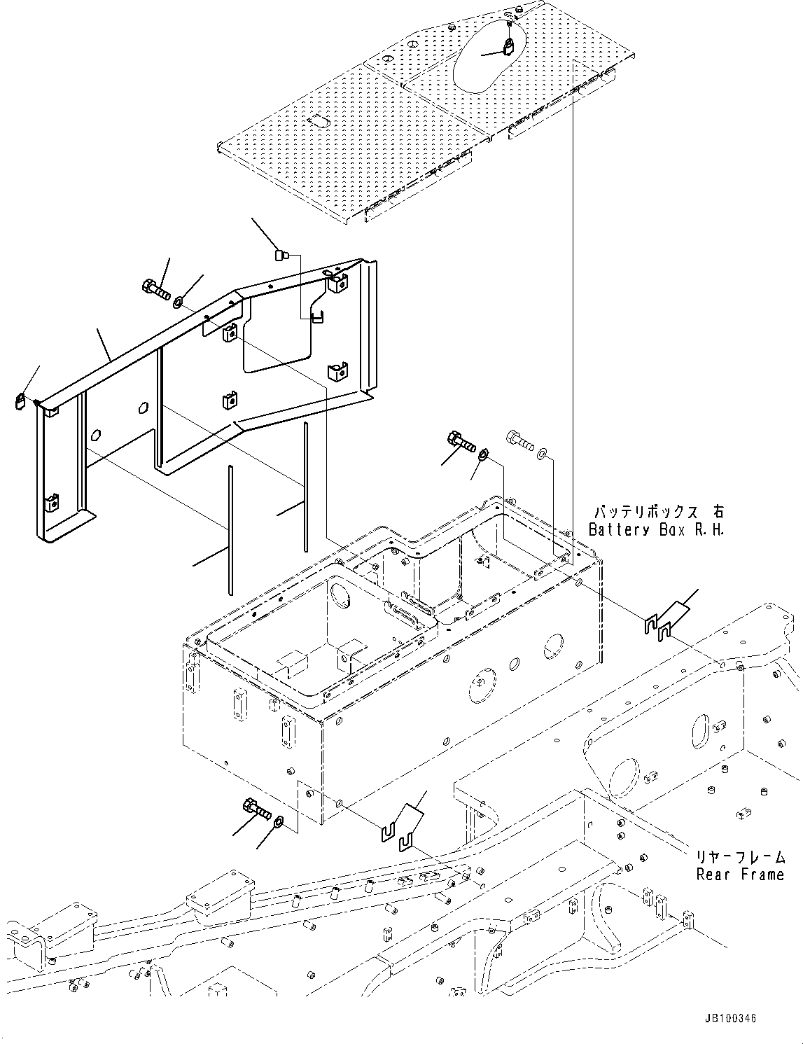 Wheel Loaders Komatsu / WA900-8R S/N 95001-UP(1001644C) / Right Battery Box, Battery Box Cover (2/2) (#95001-)(E002013 : E0102-002013)