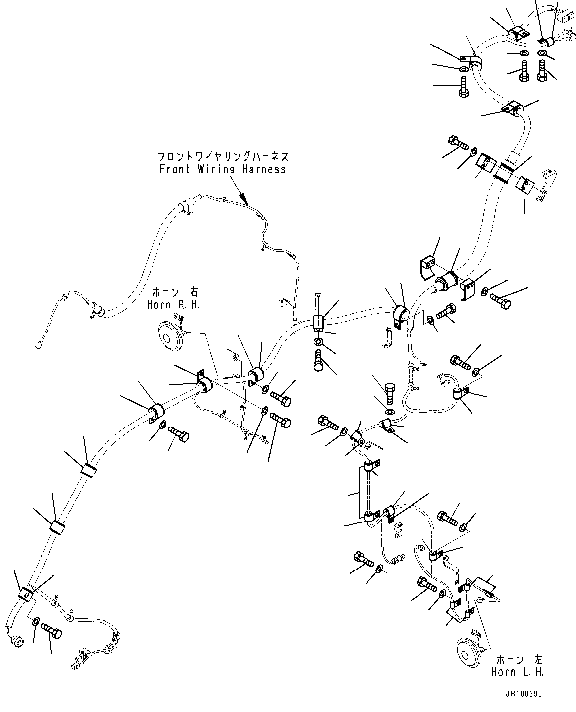 Wheel Loaders Komatsu / WA900-8R S/N 95001-UP(1001644C) / Front Wiring Harness - Horn, Wiring Harness Mounting (1/4) (#95001-)(E003002 : E0200-001002)
