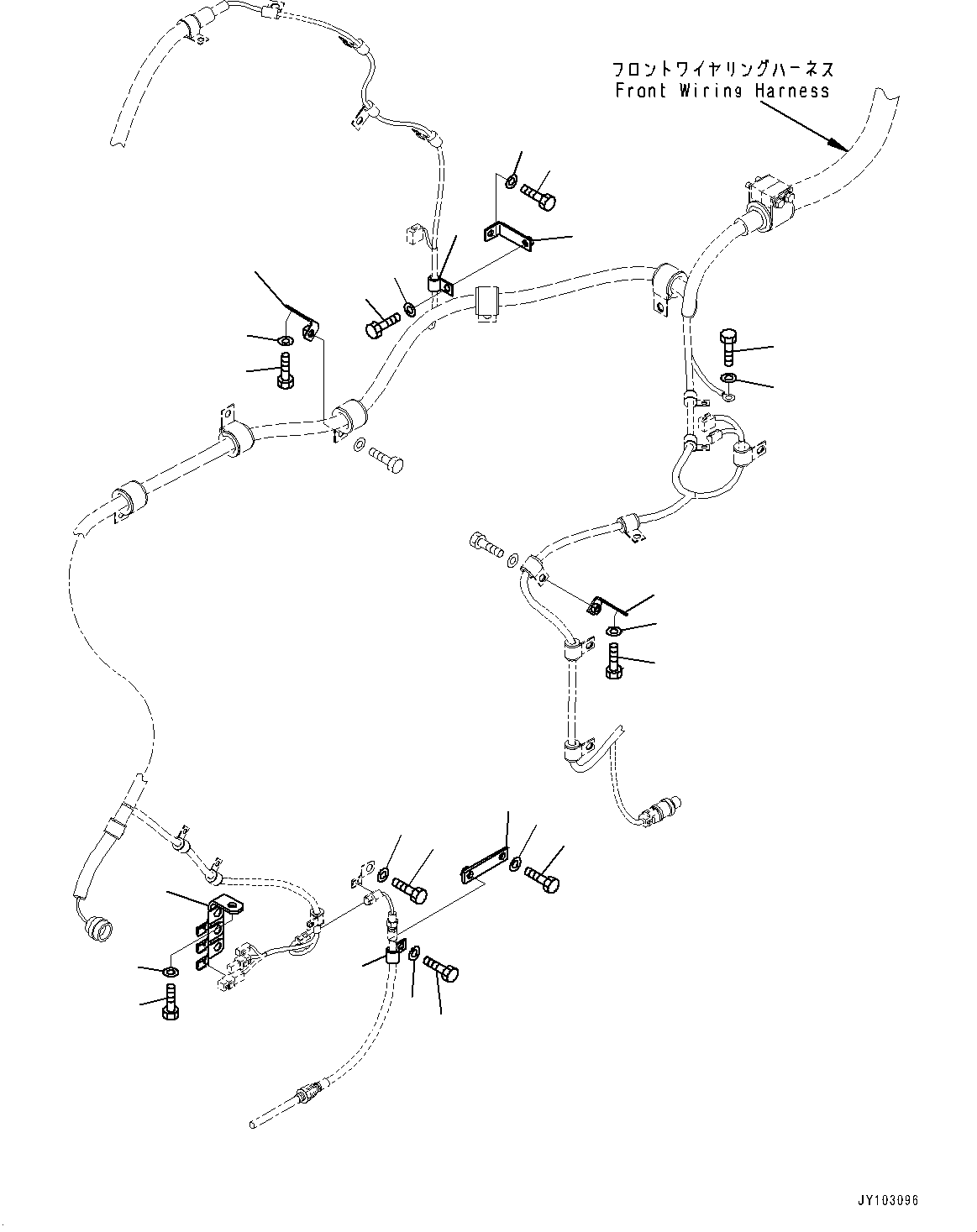 Wheel Loaders Komatsu / WA900-8R S/N 95001-UP(1001644C) / Front Wiring Harness - Horn, Wiring Harness Mounting (3/4) (#95001-)(E003004 : E0200-001004)