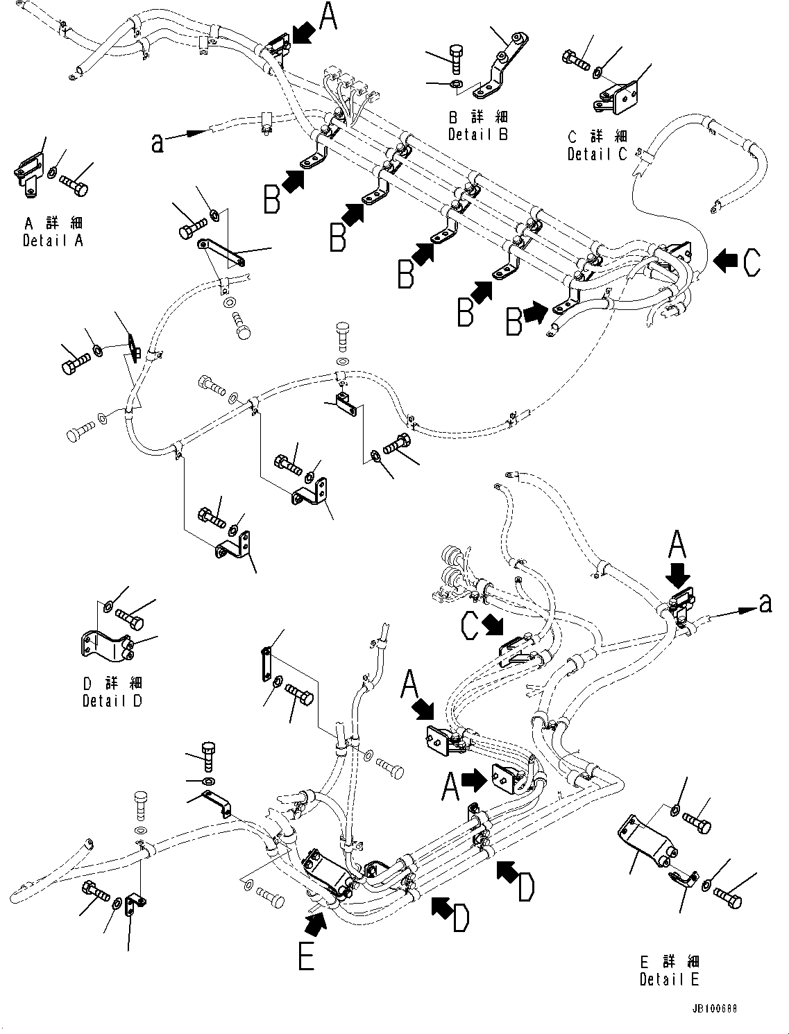 Wheel Loaders Komatsu / WA900-8R S/N 95001-UP(1001644C) / Rear Wiring Harness, Battery Box Wiring Harness (#95001-)(E007008 : E0202-003008)