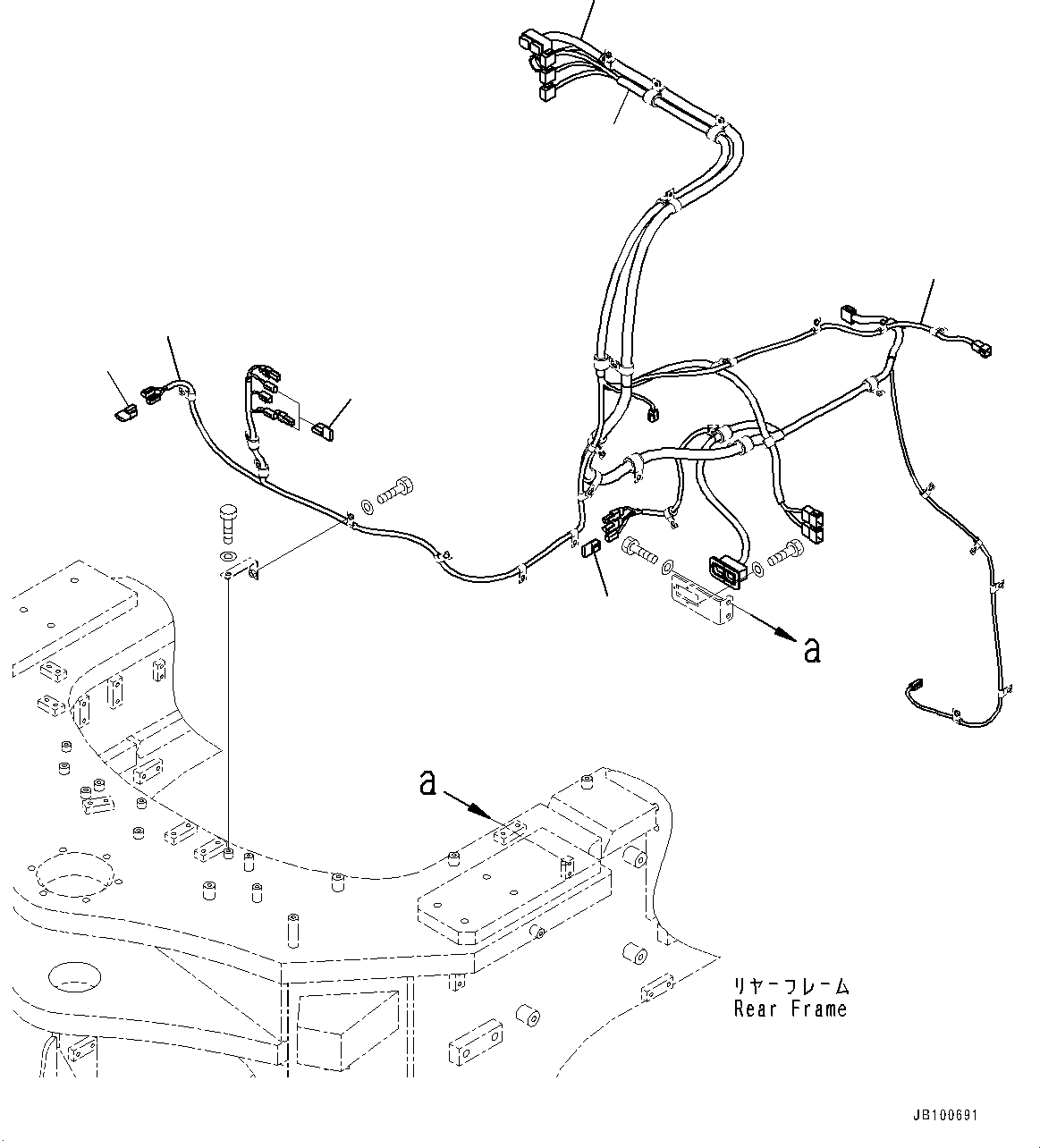 Wheel Loaders Komatsu / WA900-8R S/N 95001-UP(1001644C) / Rear Wiring Harness, Wiring Harness, L.H. (#95001-)(E006012 : E0202-002012)