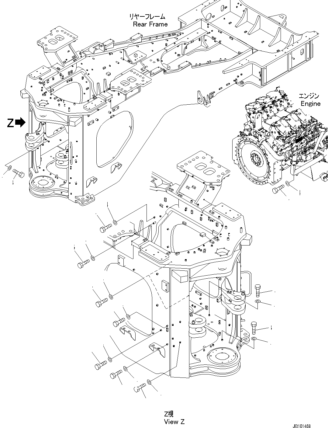 Wheel Loaders Komatsu / WA900-8R S/N 95001-UP(1001644C) / Rear Wiring Harness, Blind Parts (#95001-)(E007015 : E0202-003015)