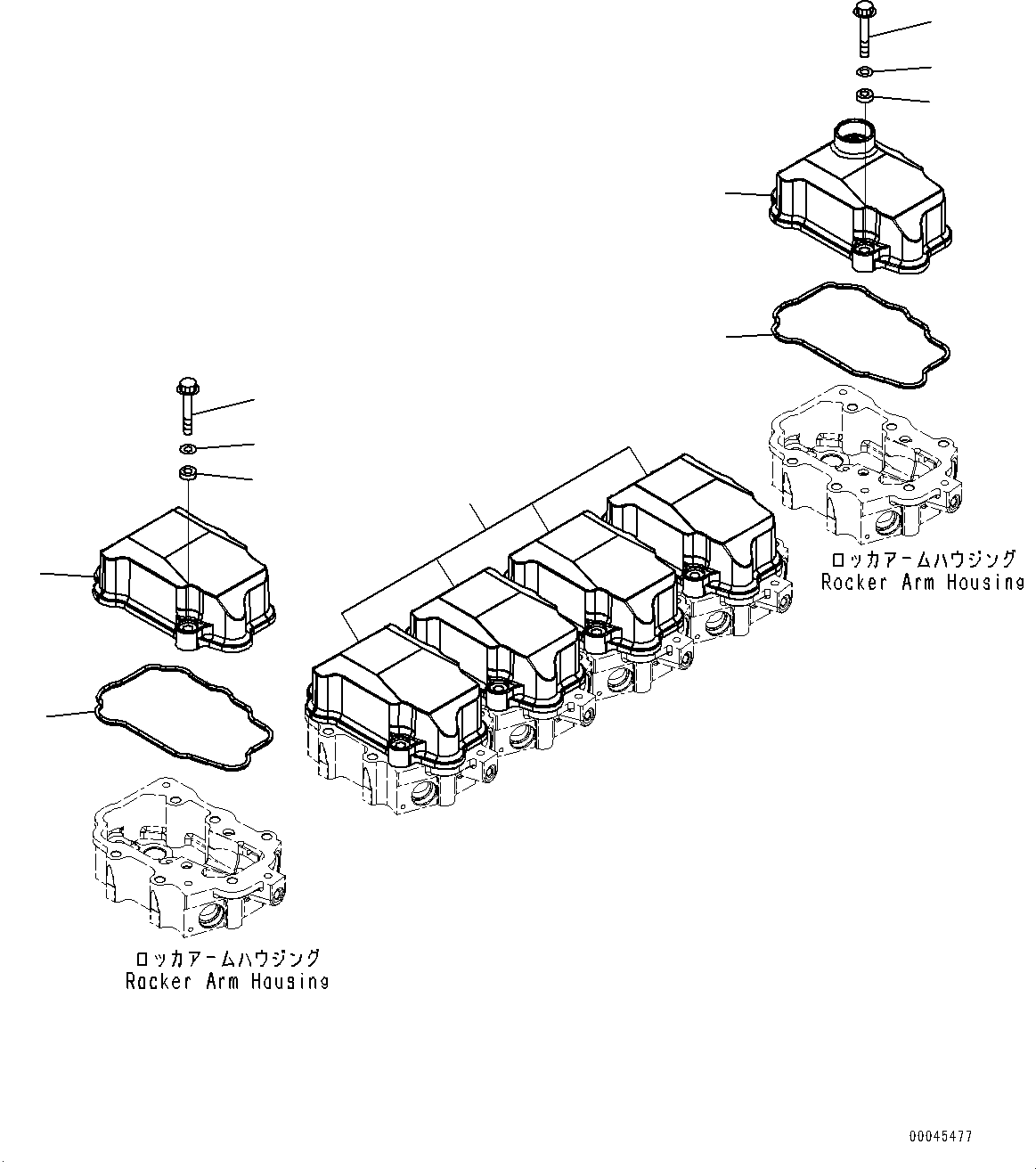 Komatsu parts book diagram for SAA6D125E-5ER S/N 579001-UP (For WA480-6R): ROCKER ARM HOUSING COVER, (#579001-)