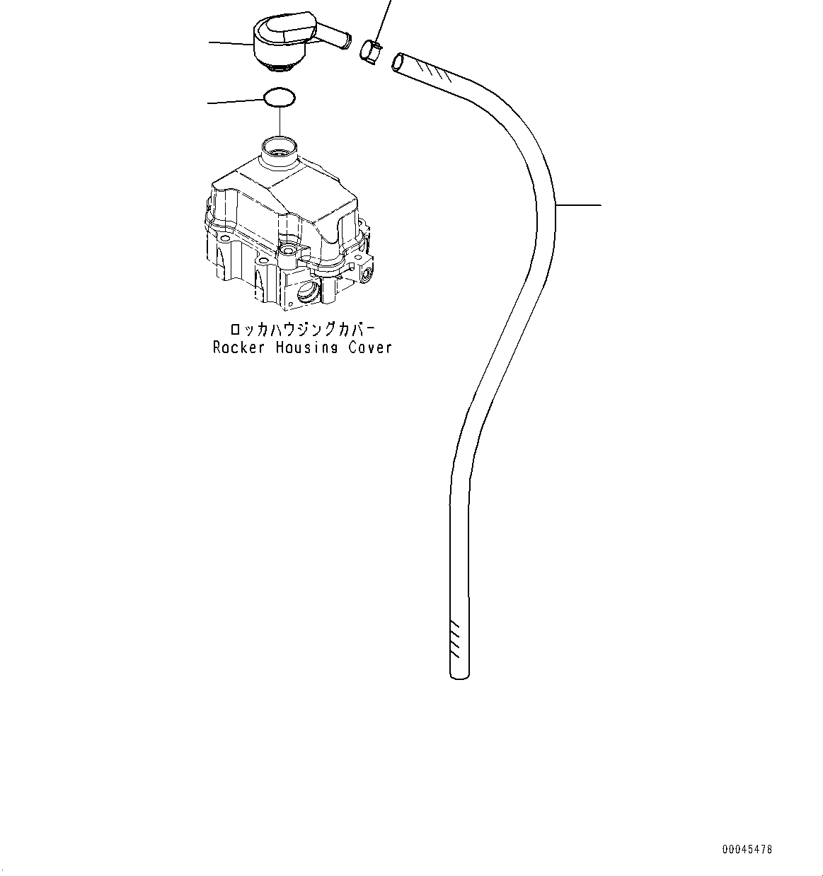 Komatsu parts book diagram for SAA6D125E-5ER S/N 579001-UP (For WA480-6R): ROCKER ARM HOUSING COVER ACCESSORY, BREATHER AND PIPING(#579001-)