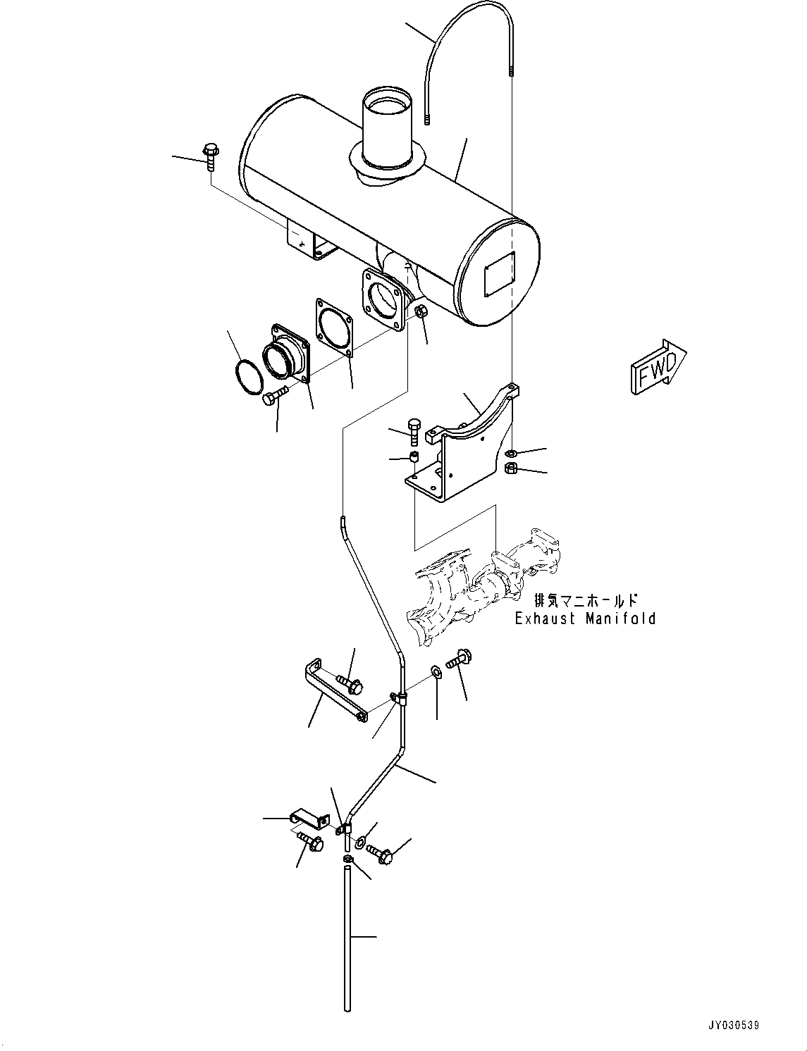 Komatsu parts book diagram for SAA6D125E-5ER S/N 579001-UP (For WA480-6R): EXHAUST MUFFLER, (#579001-)