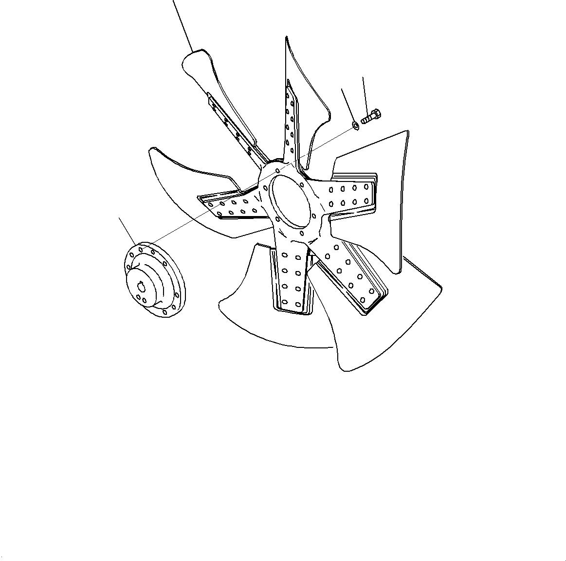 Komatsu parts book diagram for SAA6D125E-5ER S/N 579001-UP (For WA480-6R): FAN, AIR CLEANER AND WATER SEPARATOR, FAN(#579001-)
