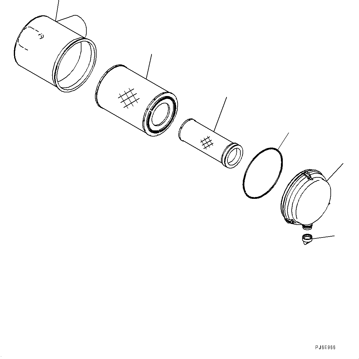 Komatsu parts book diagram for SAA6D125E-5ER S/N 579001-UP (For WA480-6R): FAN, AIR CLEANER AND WATER SEPARATOR, AIR CLEANER ASSEMBLY(#579001-)