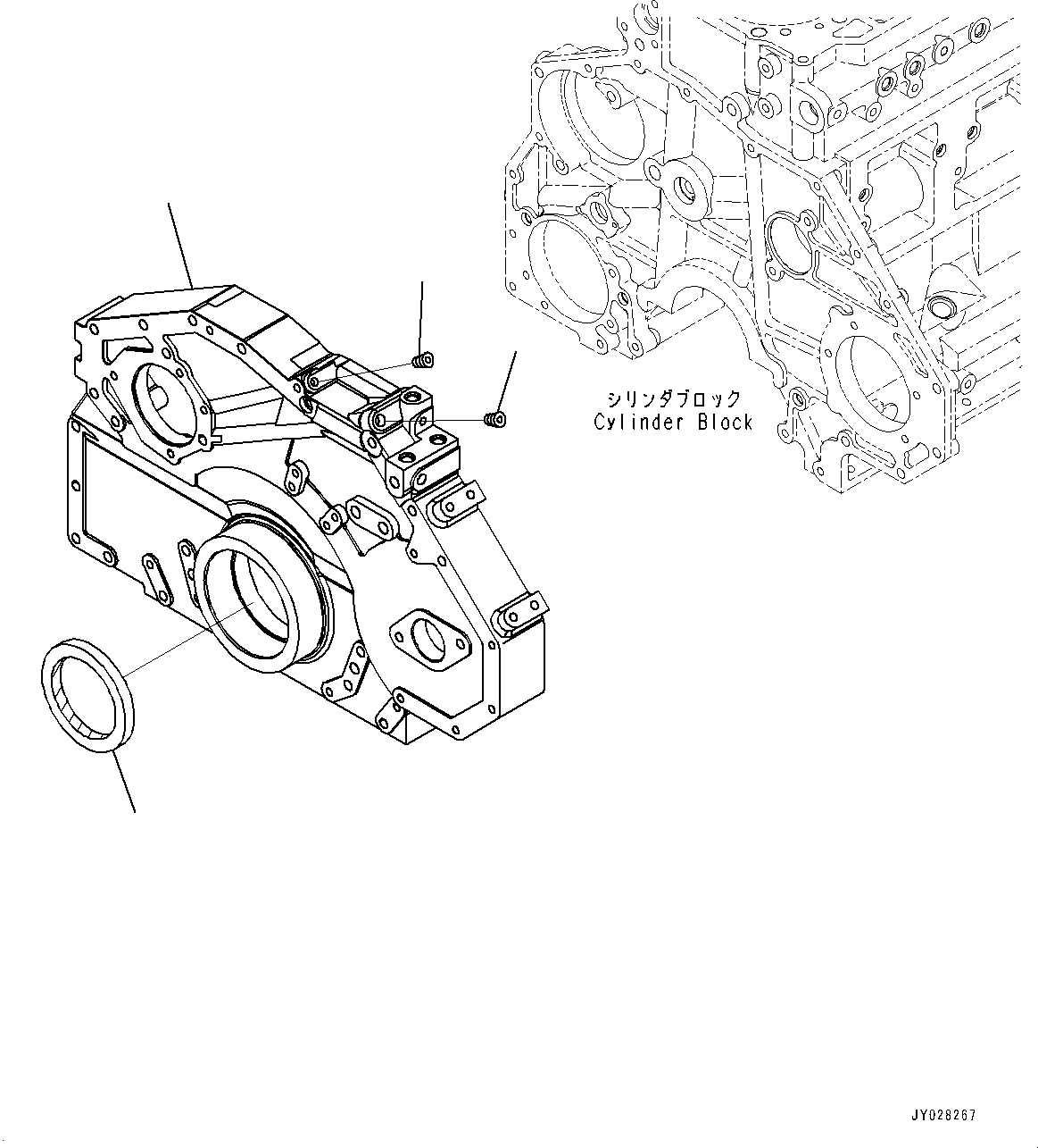Komatsu parts book diagram for SAA6D125E-5ER S/N 579001-UP (For WA480-6R): FRONT COVER, (#579001-)