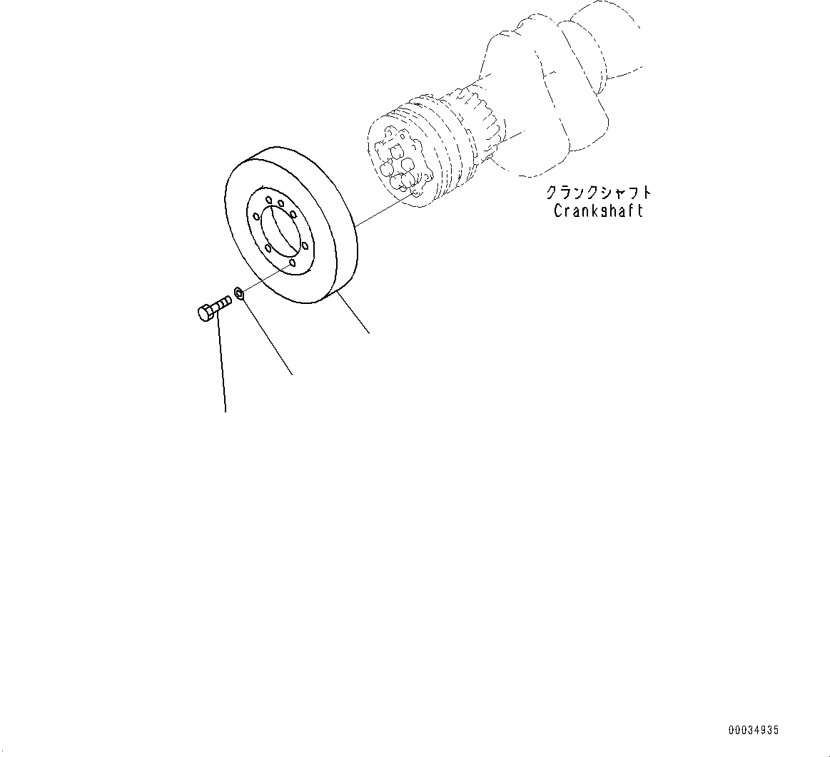 Komatsu parts book diagram for SAA6D125E-5ER S/N 579001-UP (For WA480-6R): VIBRATION DAMPER, (#579001-)