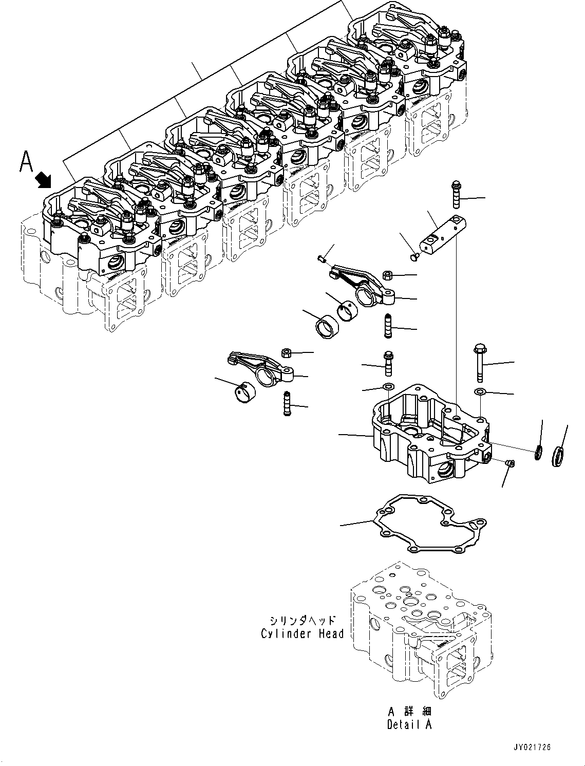 Komatsu parts book diagram for SAA6D125E-5ER S/N 579001-UP (For WA480-6R): CAMSHAFT, ROCKER ARM AND HOUSING(#579001-)