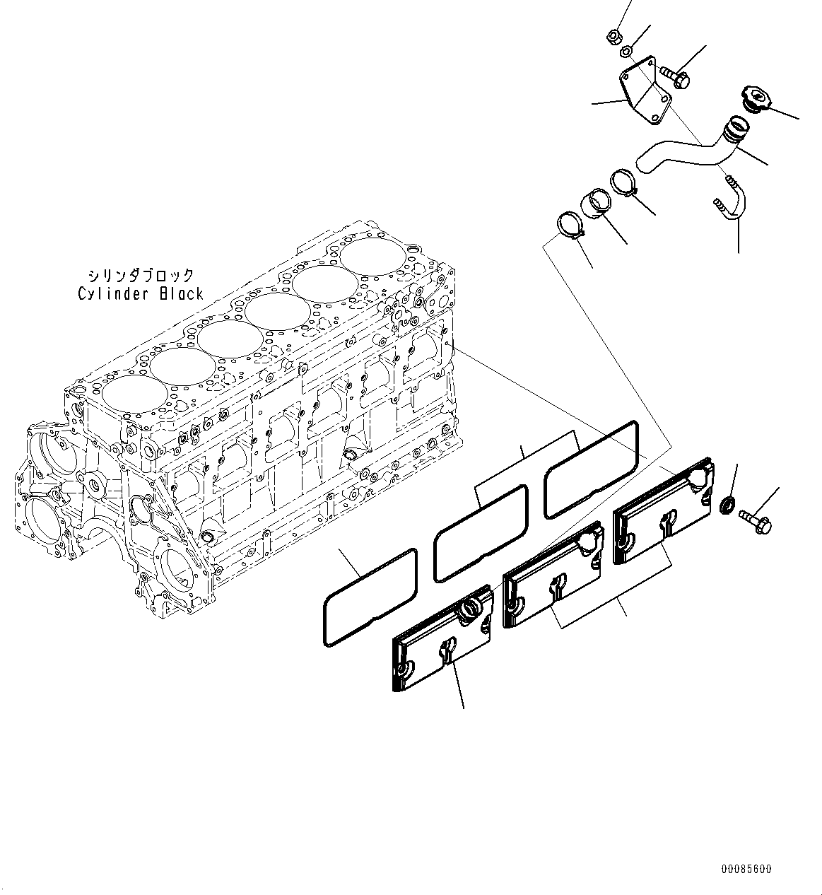 Komatsu parts book diagram for SAA6D125E-5ER S/N 579001-UP (For WA480-6R): CAM FOLLOWER COVER AND OIL FILLER, (#579001-)