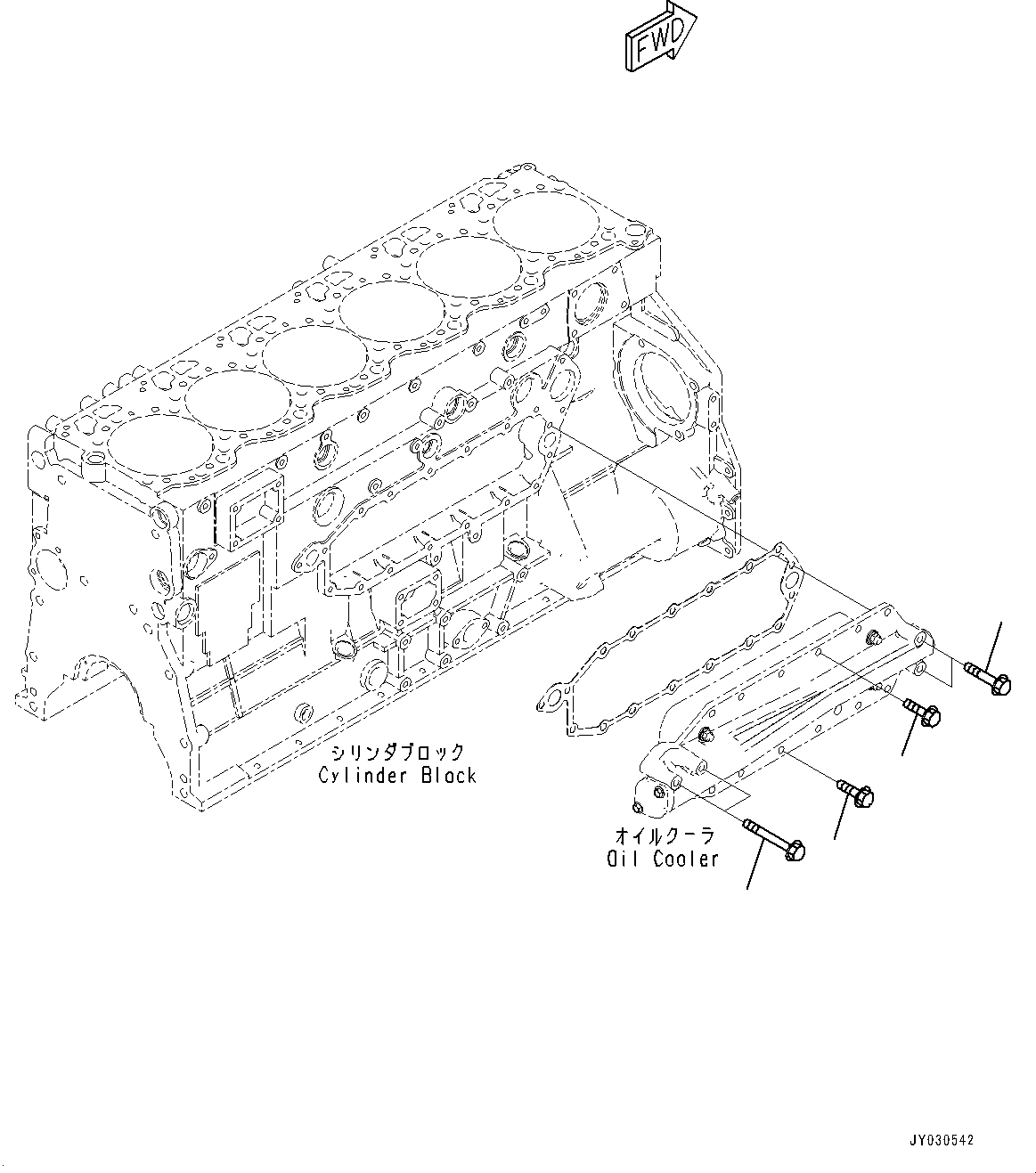 Komatsu parts book diagram for SAA6D125E-5ER S/N 579001-UP (For WA480-6R): ENGINE OIL COOLER RELATED PARTS, (#579001-)