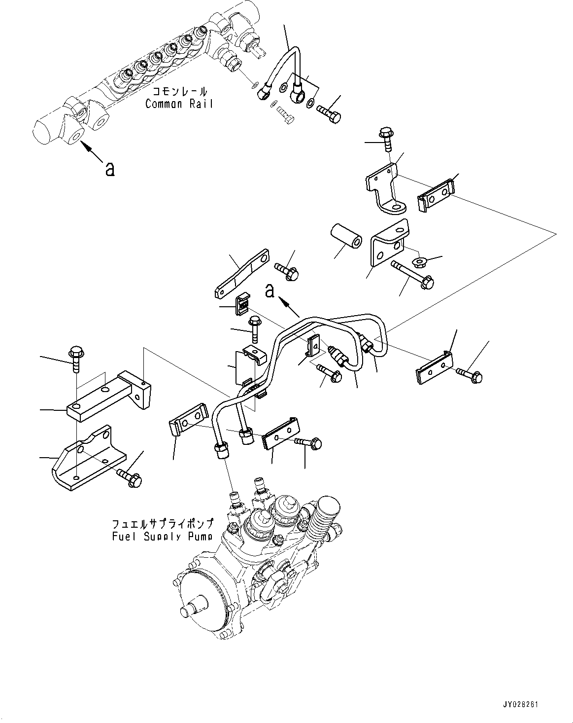 Komatsu parts book diagram for SAA6D125E-5ER S/N 579001-UP (For WA480-6R): FUEL SUPPLY PUMP, RETURN PIPING(#579001-)