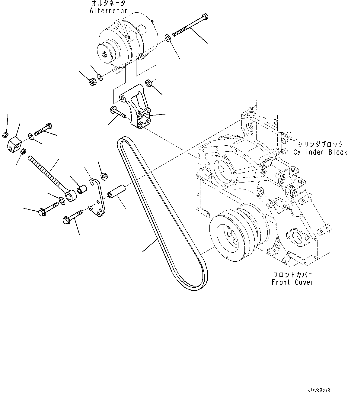 Komatsu parts book diagram for SAA6D125E-5ER S/N 579001-UP (For WA480-6R): ALTERNATOR, MOUNTING (50AMP.)(#579001-)