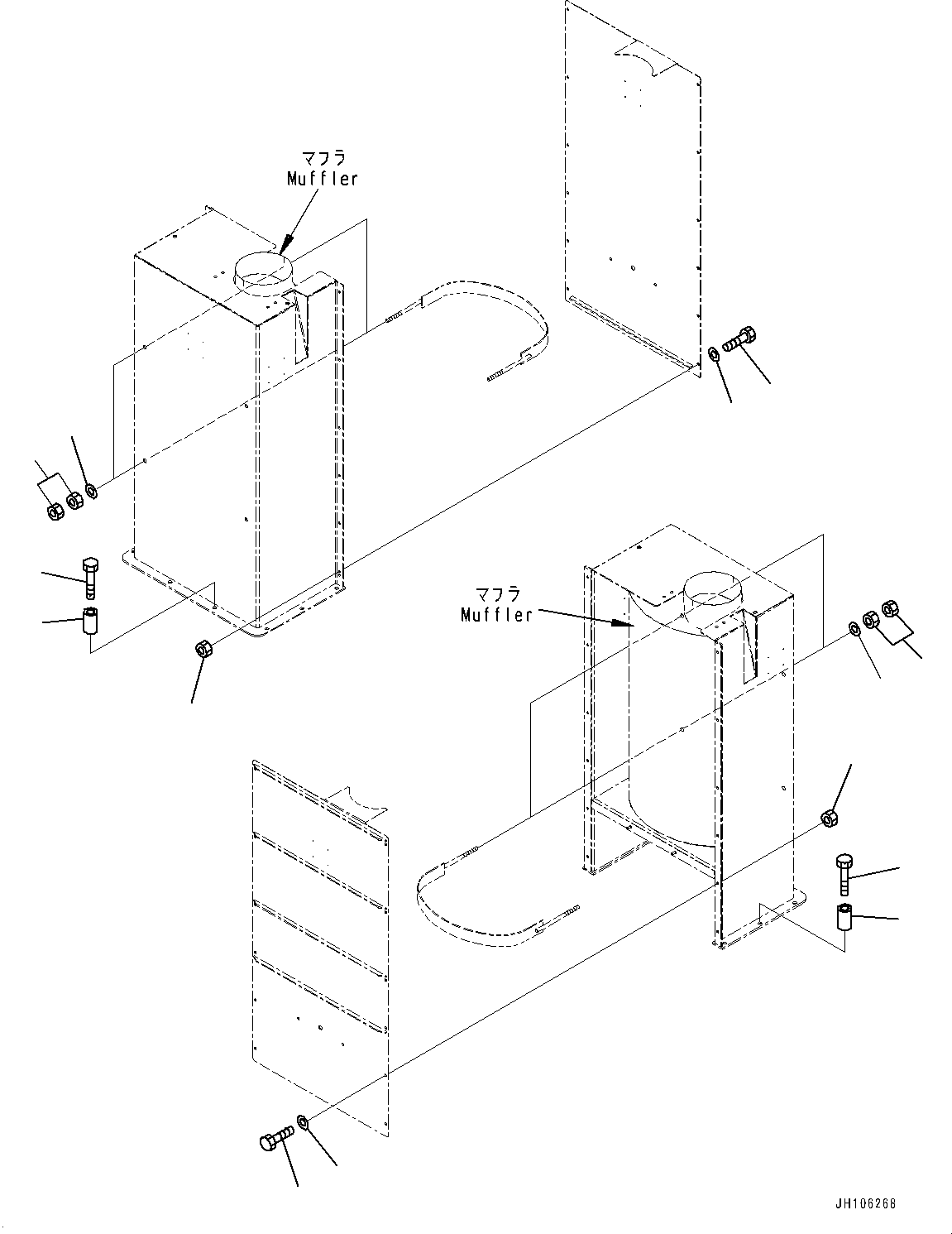 Komatsu parts book diagram for PC3400-11M0 S/N 36301-UP: EXHAUST, EXHAUST MUFFLER RELATED PARTS (1/3)(#36301-)