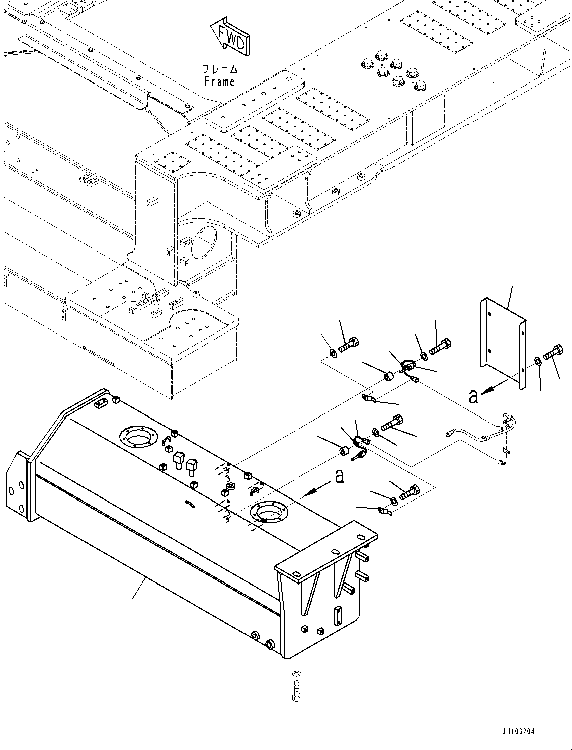 Komatsu parts book diagram for PC3400-11M0 S/N 36301-UP: ENGINE OIL PAN AND HYDRAULIC TANK OIL HEATER UNIT, SUB-TANK (1/3)(#36301-)