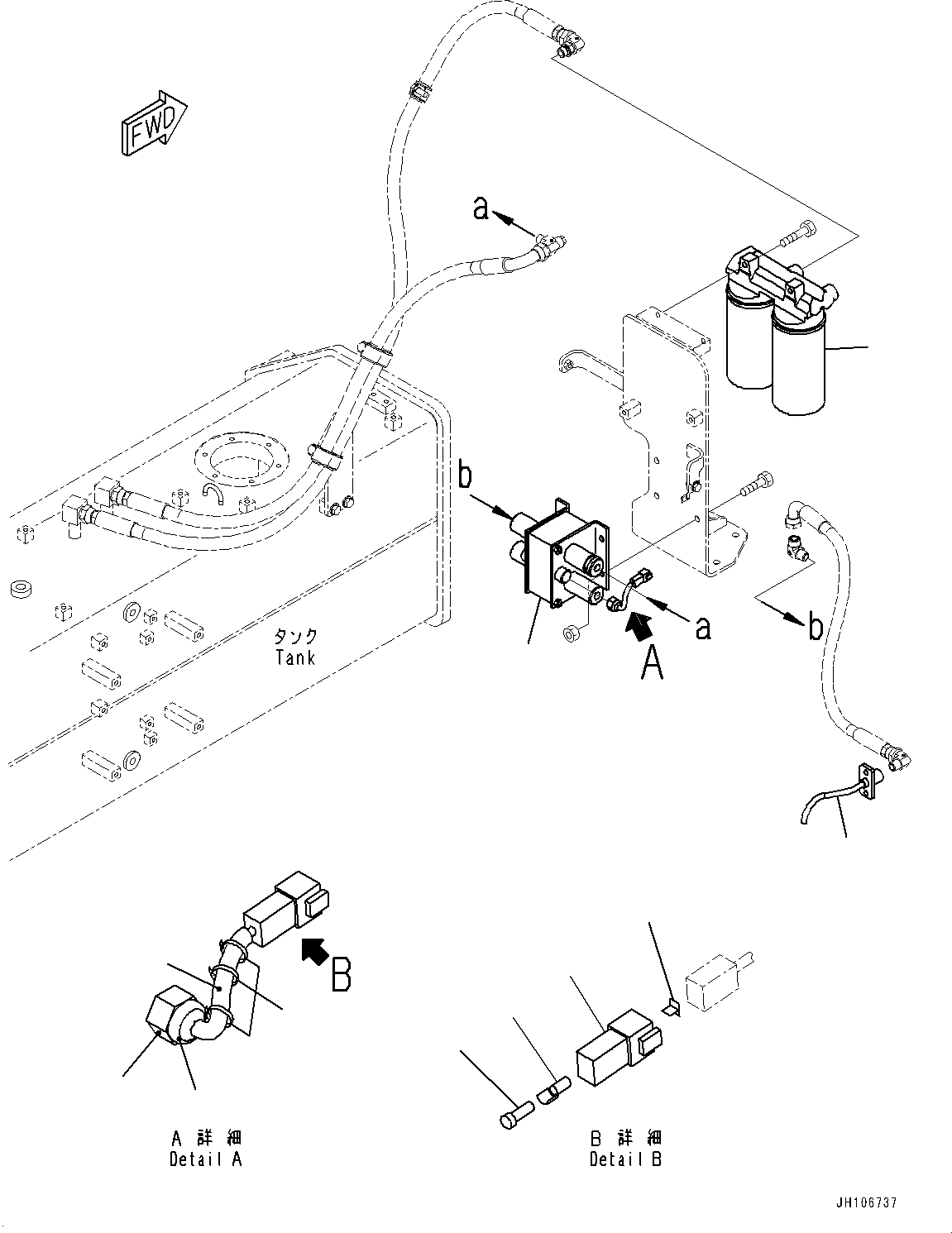Komatsu parts book diagram for PC3400-11M0 S/N 36301-UP: ENGINE OIL PAN AND HYDRAULIC TANK OIL HEATER UNIT, PUMP(#36301-)