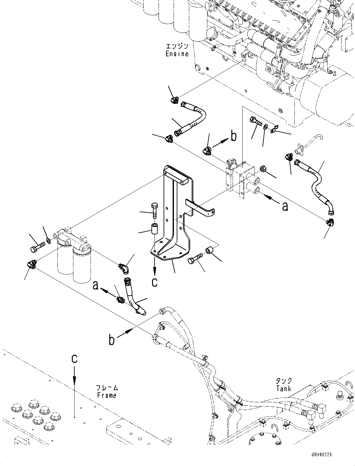 Komatsu parts book diagram for PC3400-11M0 S/N 36301-UP: ENGINE OIL PAN AND HYDRAULIC TANK OIL HEATER UNIT, PUMP AND FILTER(#36301-)