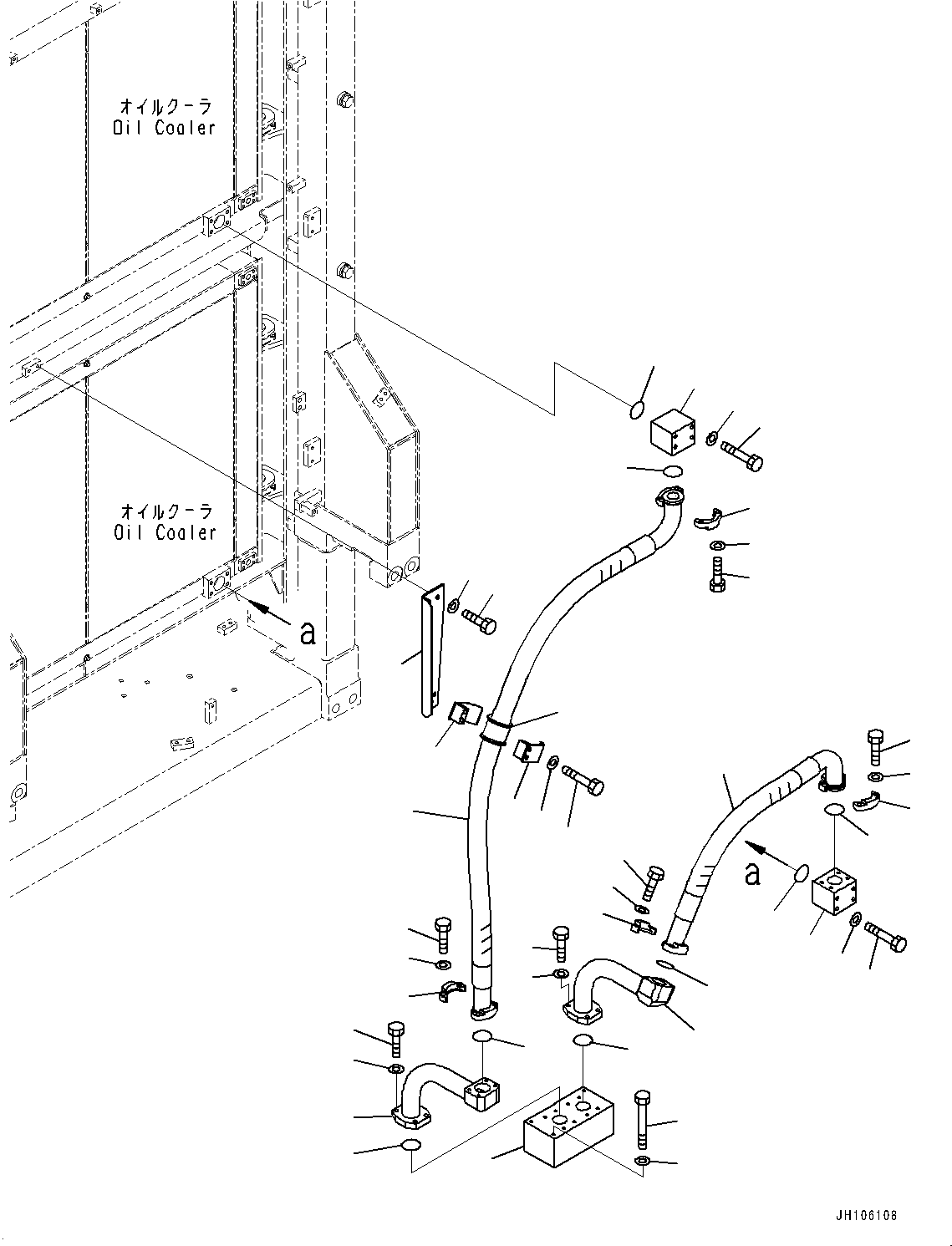 Komatsu parts book diagram for PC3400-11M0 S/N 36301-UP: OIL COOLER, PIPING (2/5)(#36301-)