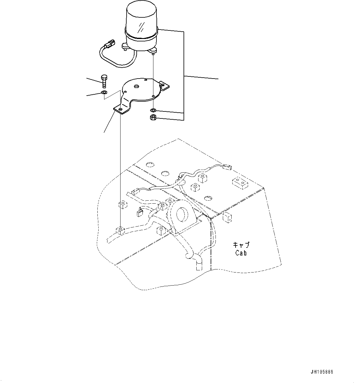 Komatsu parts book diagram for PC3400-11M0 S/N 36301-UP: BEACON LAMP, FRONT (WITH ADDITIONAL AMBER COLOR WARNING BEACON)(#36301-)